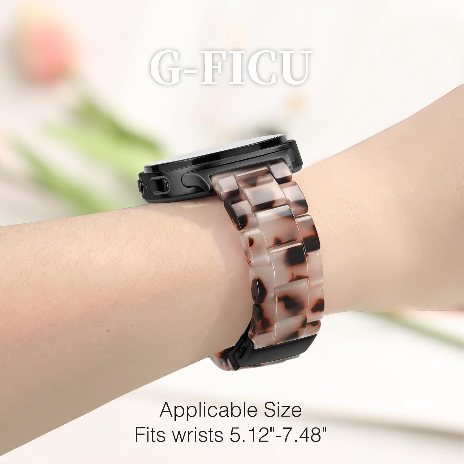 Detalle de G-ficu Resin Band for Samsung Galaxy Watch (8/7/6/5/4) 40mm/44mm and 8 Classic 46mm – lightweight resin strap