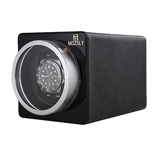 Thumbnail 8 de MOZSLY Single Watch Winder for Automatic Watches with Quiet Motor – Black Leather, 12 Rotation Modes