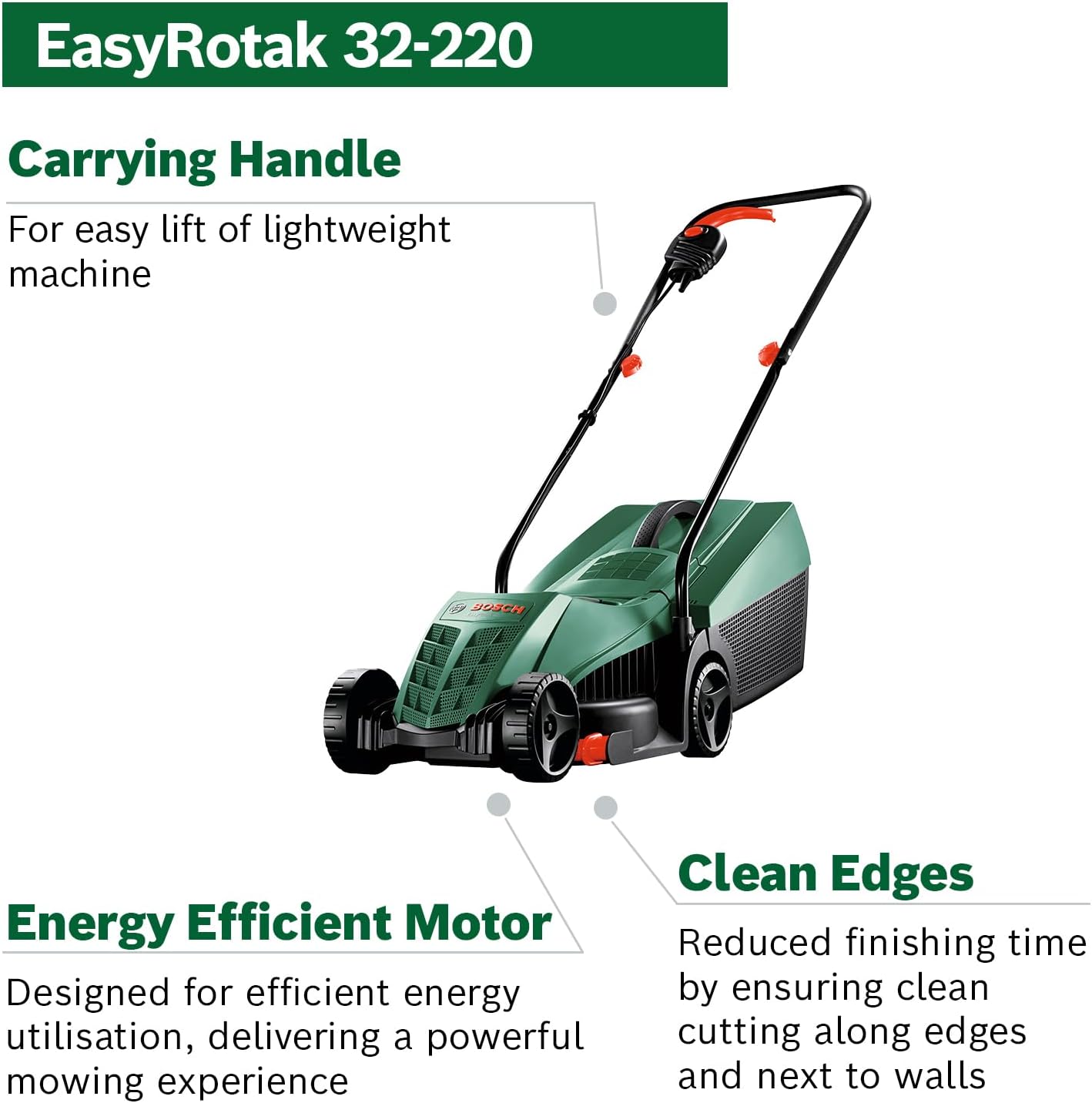 Thumbnail 1 de Bosch EasyRotak 32-220 corded lawnmower (1200 W, 32 cm cut, 31-litre grass box) with extra 32 cm blade