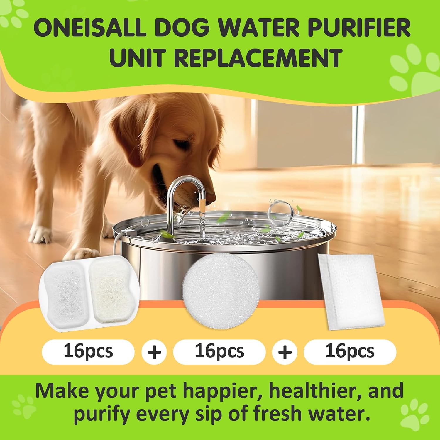 Thumbnail 1 de Oneisall 犬用噴水交換フィルター 16個入り、5層ろ過・PWF-002対応