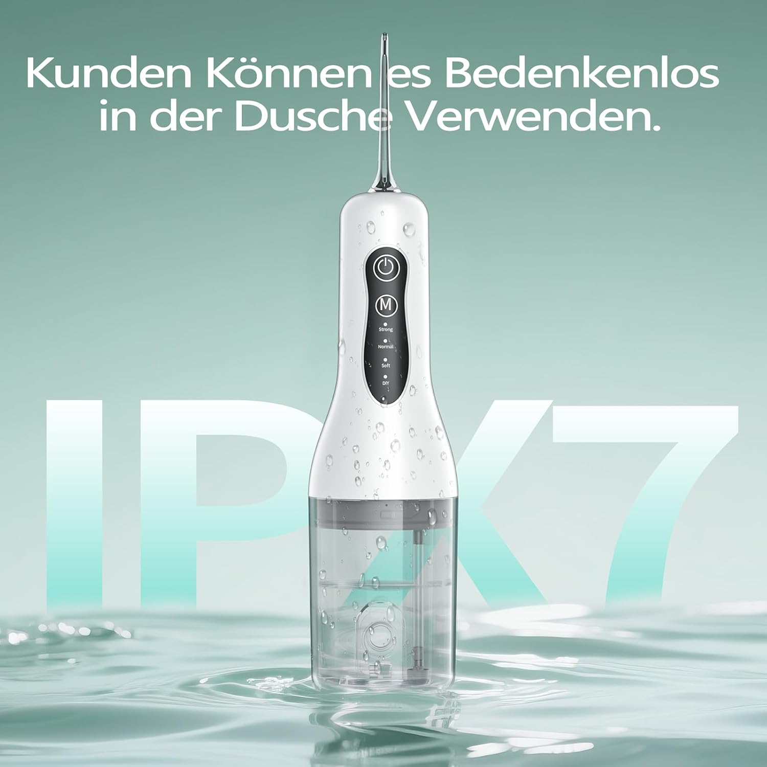 Detalle 2 de OasiSmile Munddusche Kabellos Elektrisch – Testsieger 2026 mit 4 Modi, 5 Düsen & 40 Tage Akku