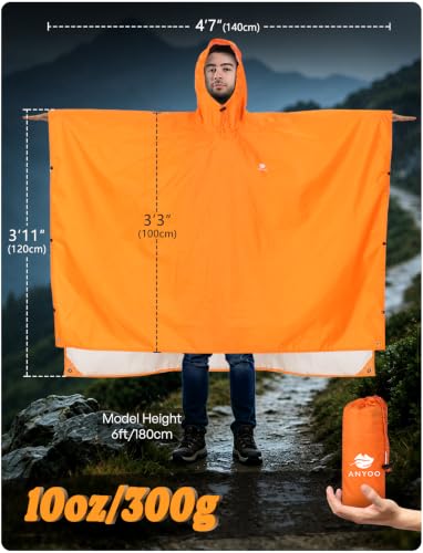 Detalle 2 de ANYOO Wasserdichter Regenponcho Unisex – leicht, wiederverwendbar und vielseitig