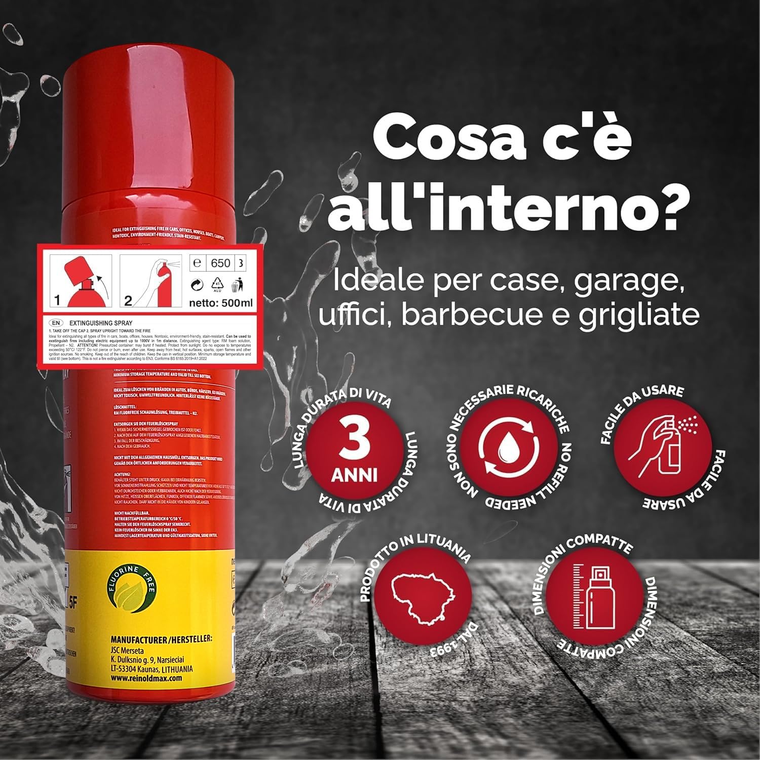 Thumbnail 5 de 2X Reinoldmax Estintore Casa: Mini Aerosol per Cucina, Viaggi e Auto