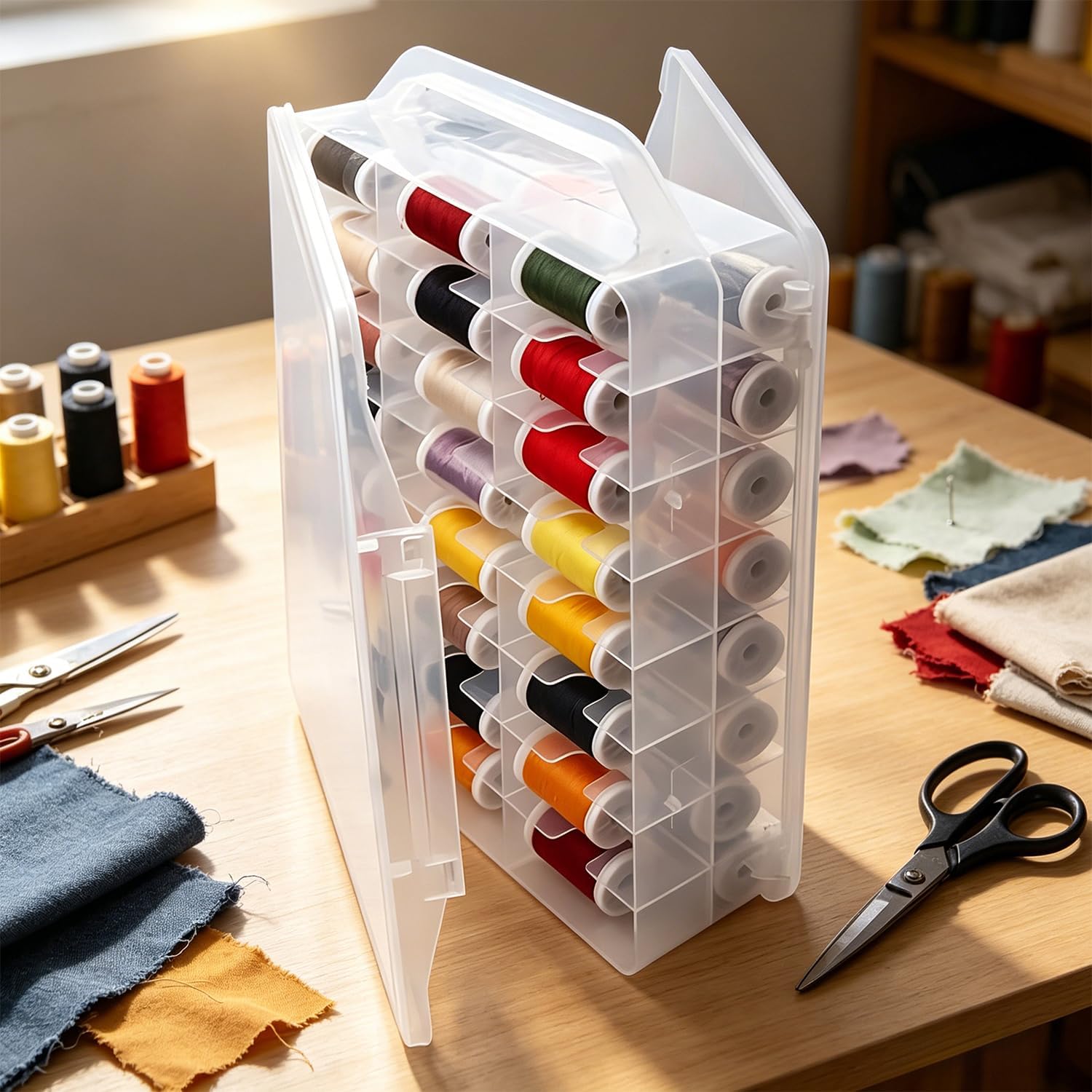 Thumbnail 6 de Chemlliy XZSN01 46-Compartment Sewing Organizer, Double-Sided Clear Box