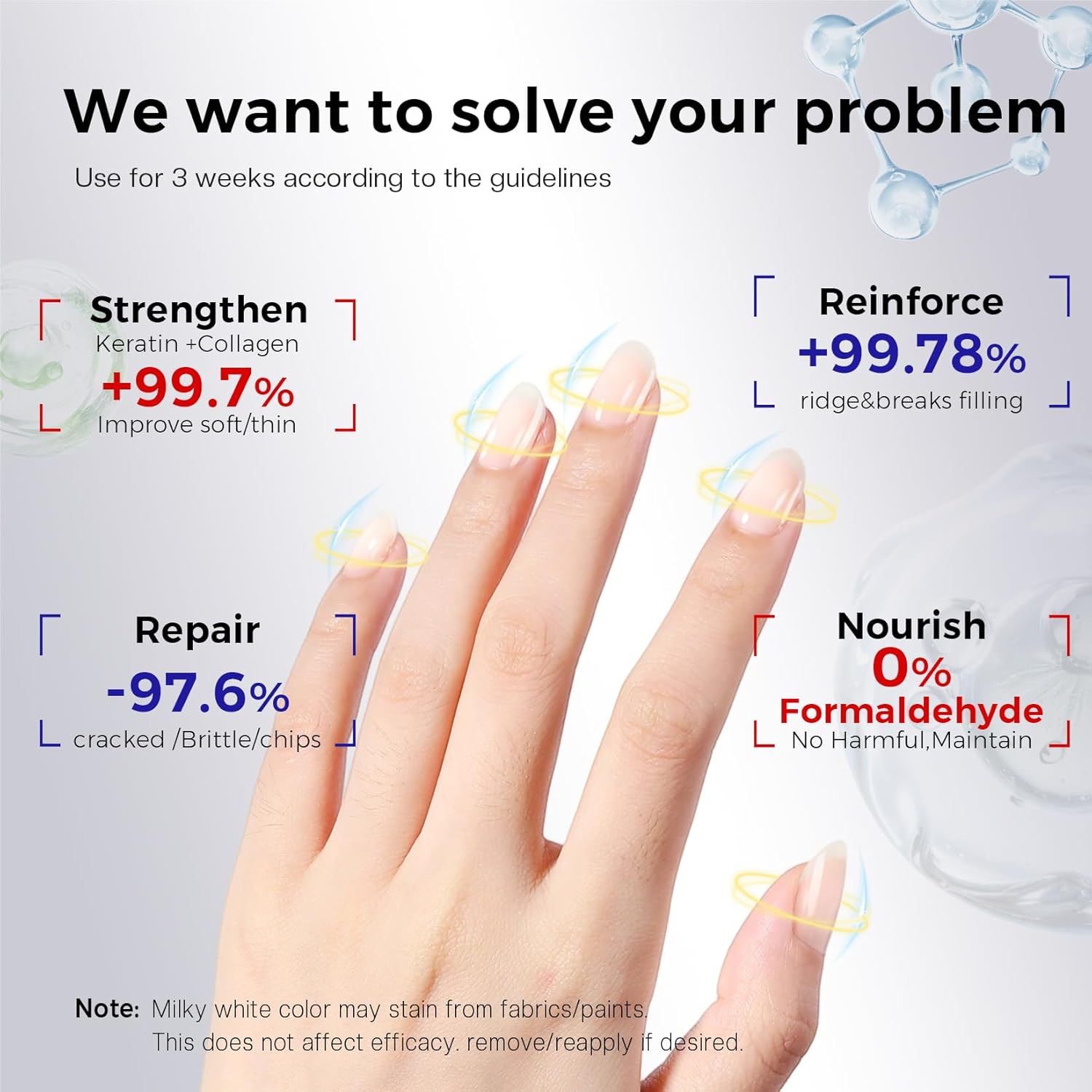 Thumbnail 3 de Morovan Nail Strengthener and Growth Milky White (Keratin + Calcium) Ridge Filler & Nail Repair Polish