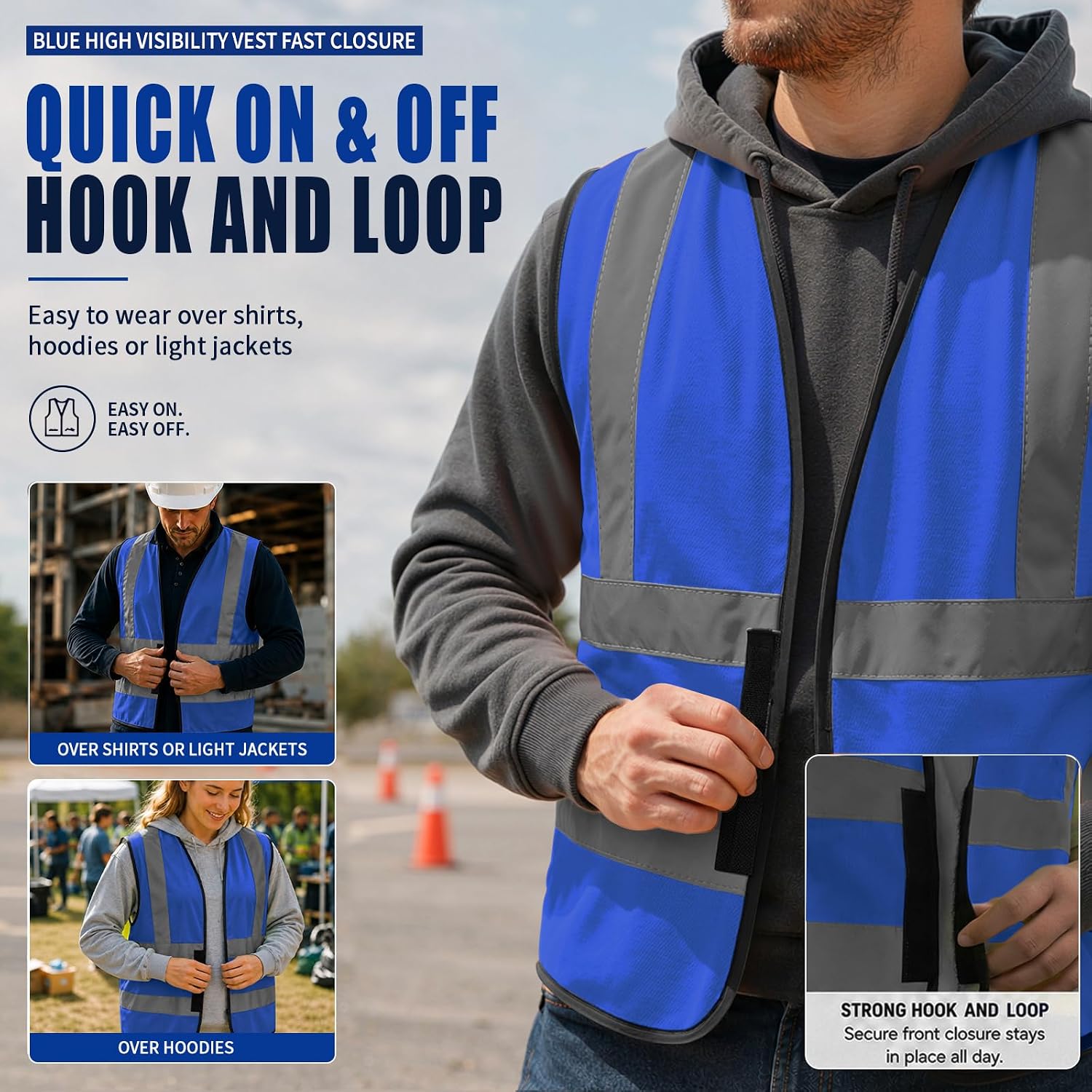 Detalle 1 de AYKRM 12-Color High-Visibility Safety Vest with Reflective Design