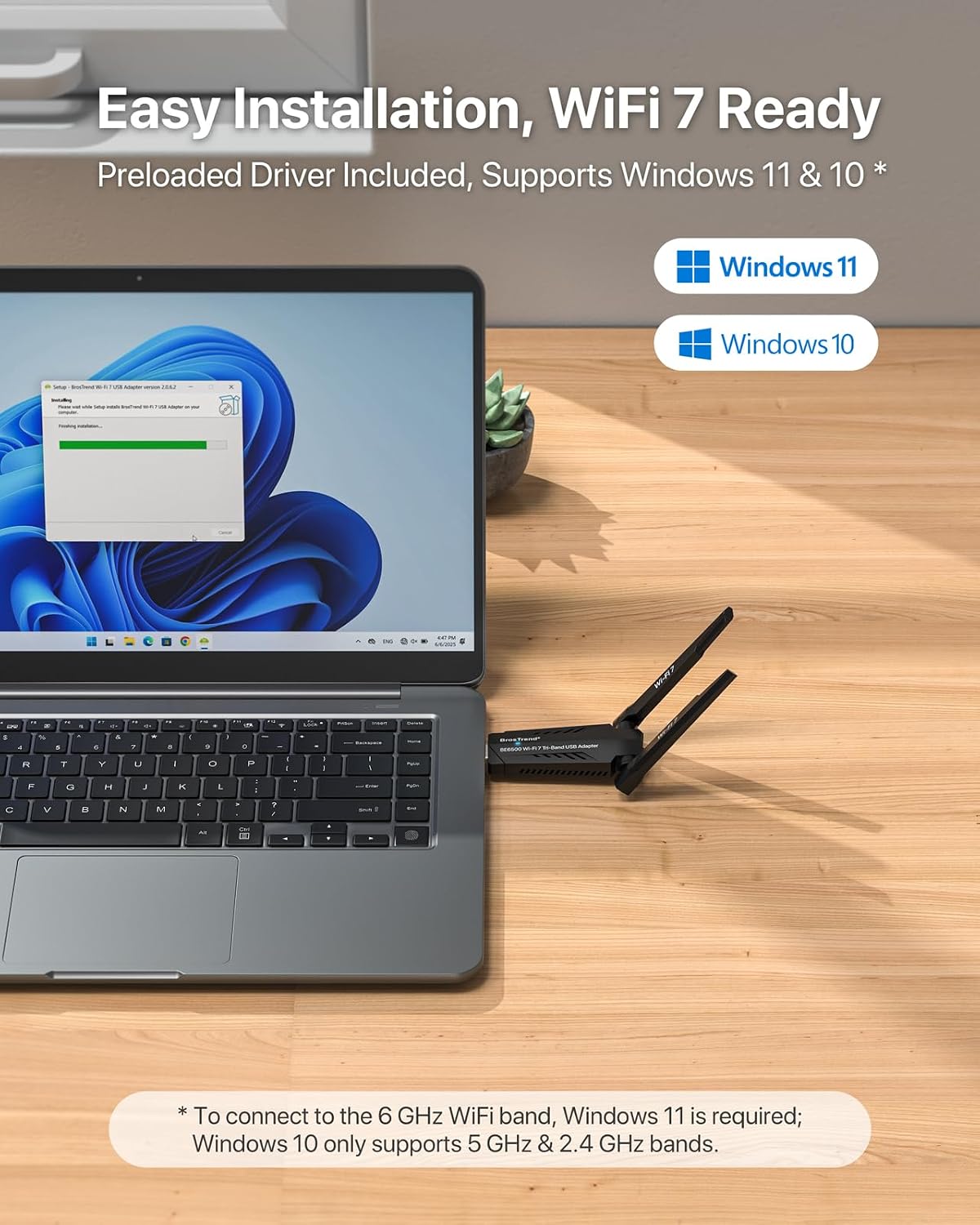 Thumbnail 5 de BrosTrend BE6500 USB WiFi 7 Adapter 6GHz