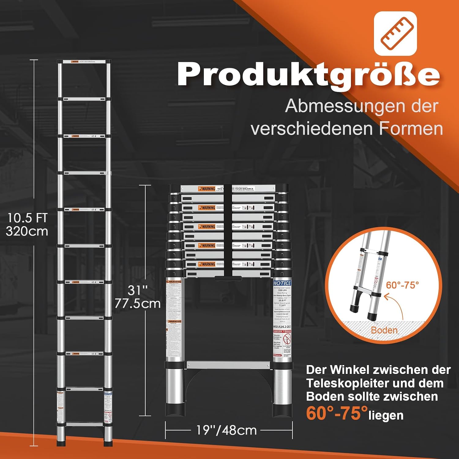 Thumbnail 4 de HBTower 3,8 m Teleskopleiter aus Aluminium