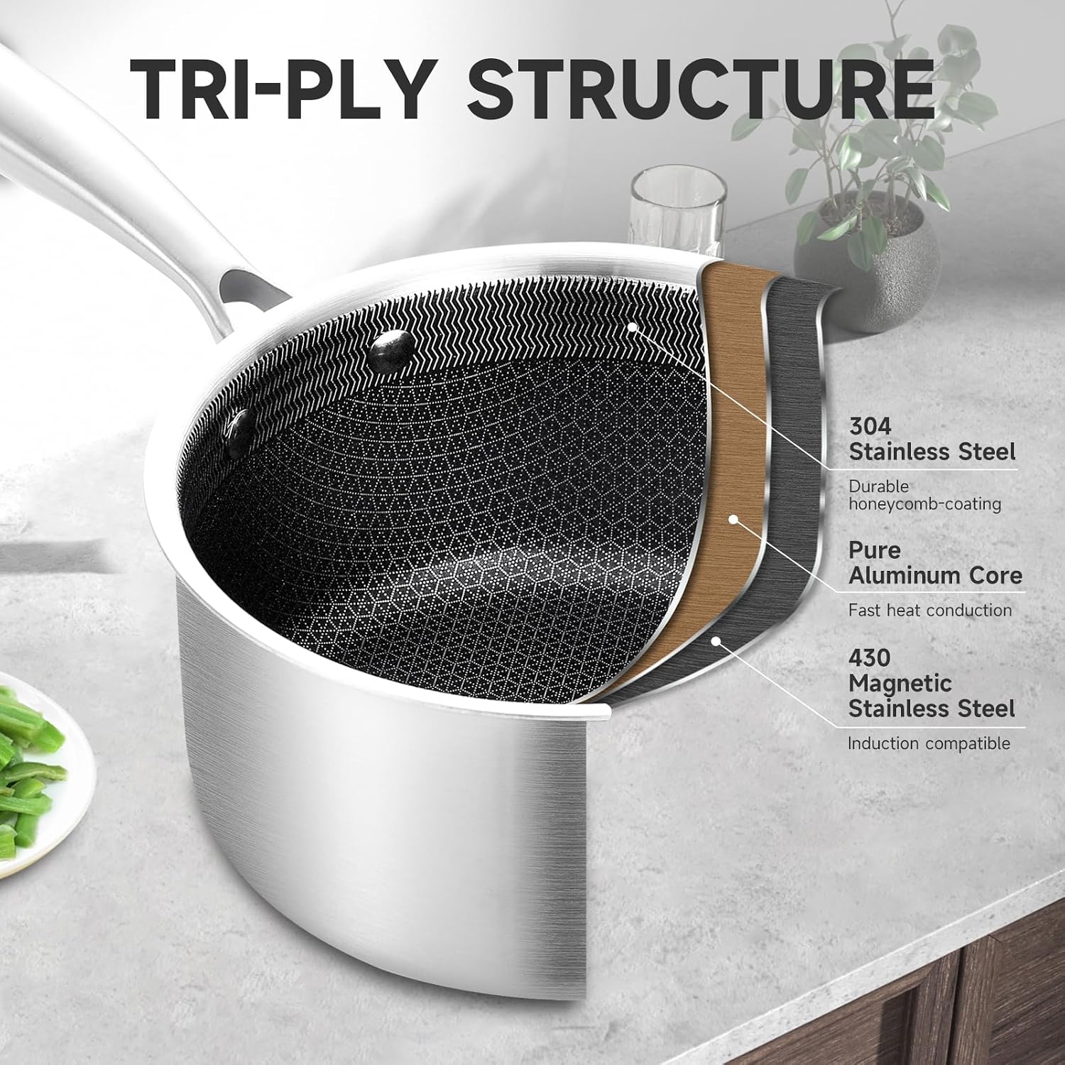 Detalle de LOLYKITCH 10-Piece Hybrid Tri-ply Cookware Set