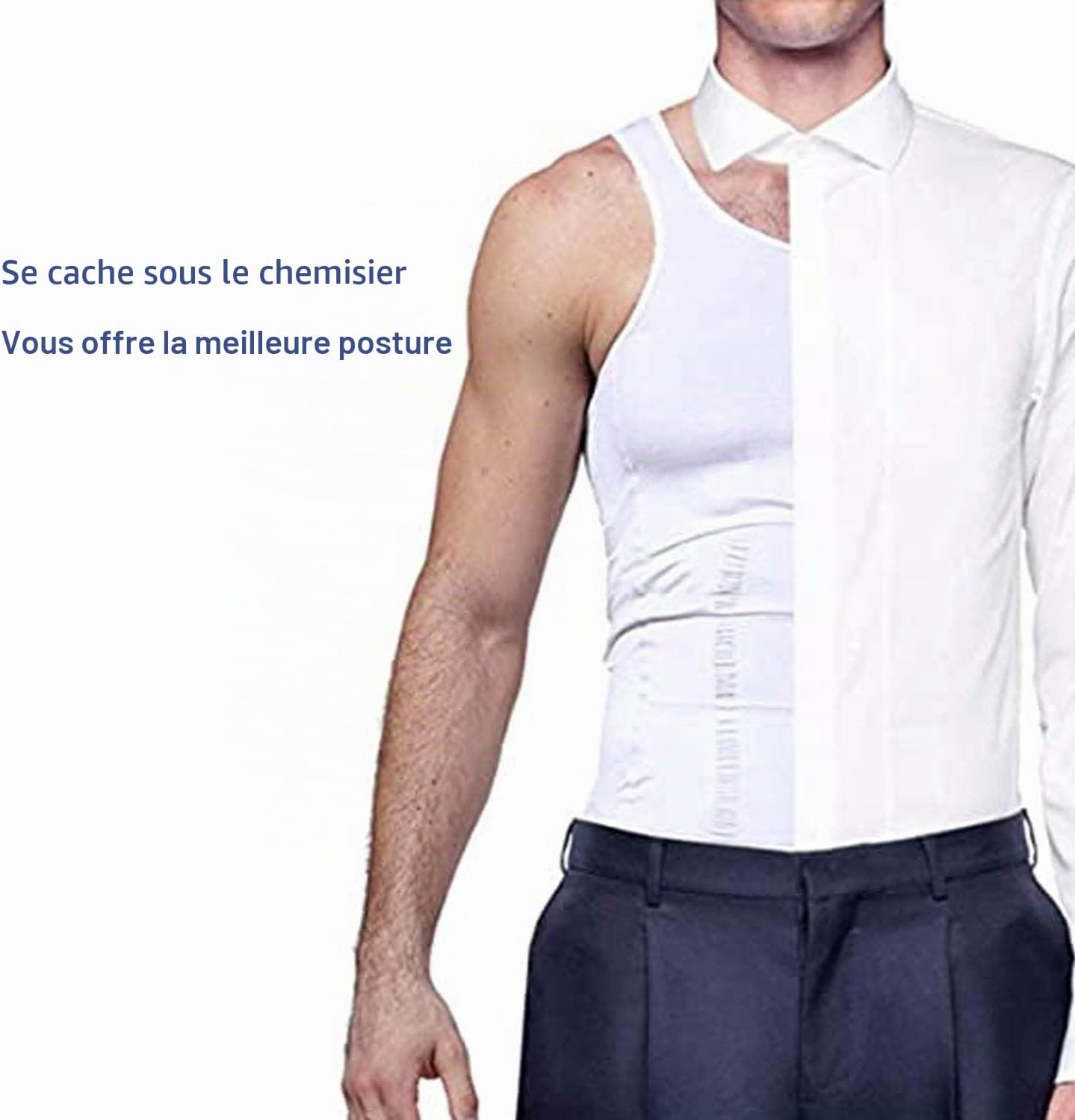 Detalle 1 de PHCOMRICH compressietanktop voor heren, wit, 80% nylon en 20% elastaan