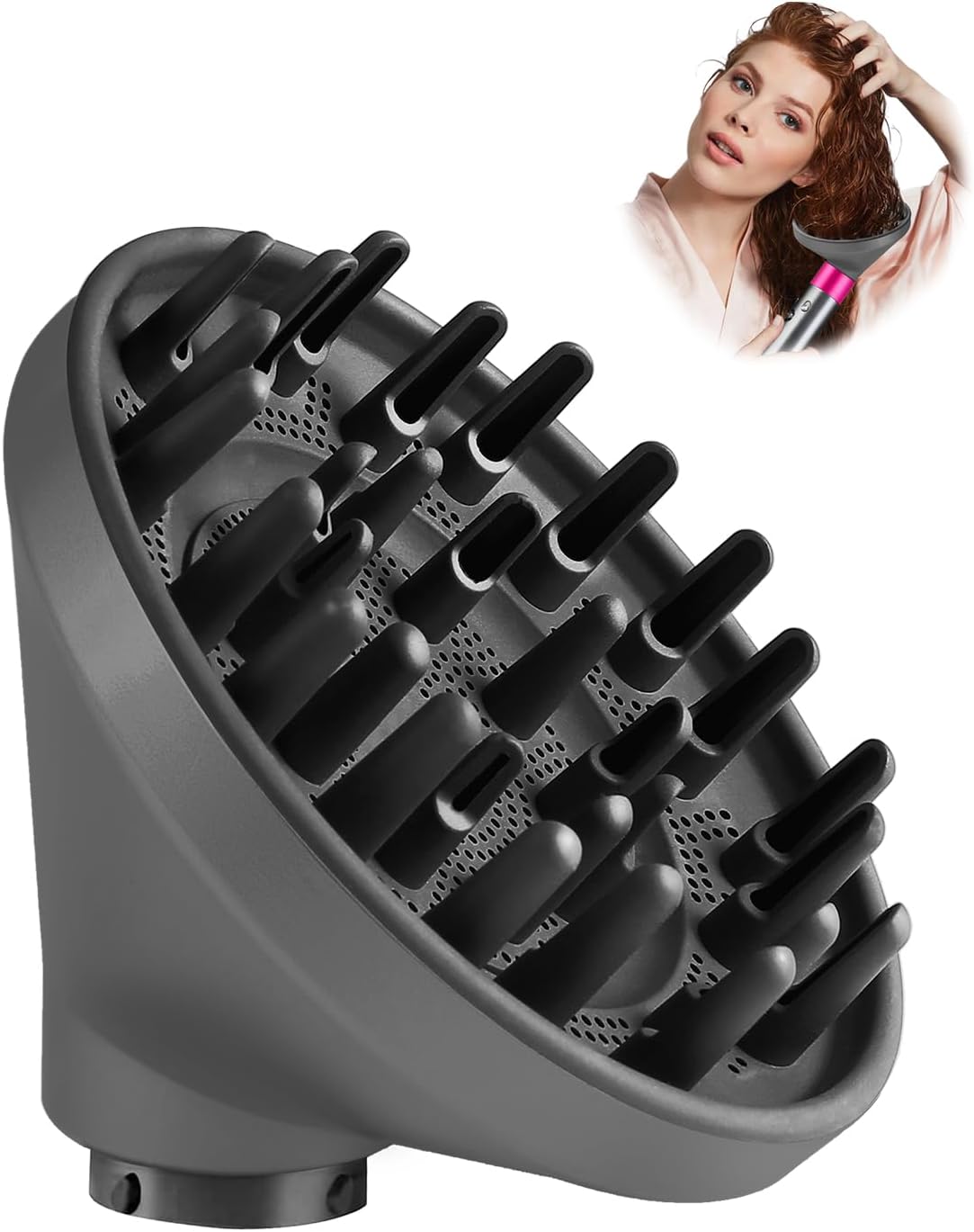 Detalle de Diffusor-Aufsatz für Dyson Airwrap – Kompatibel mit HS01/HS05/HS08, verstärkt natürliche Wellen und Locken (Grau)