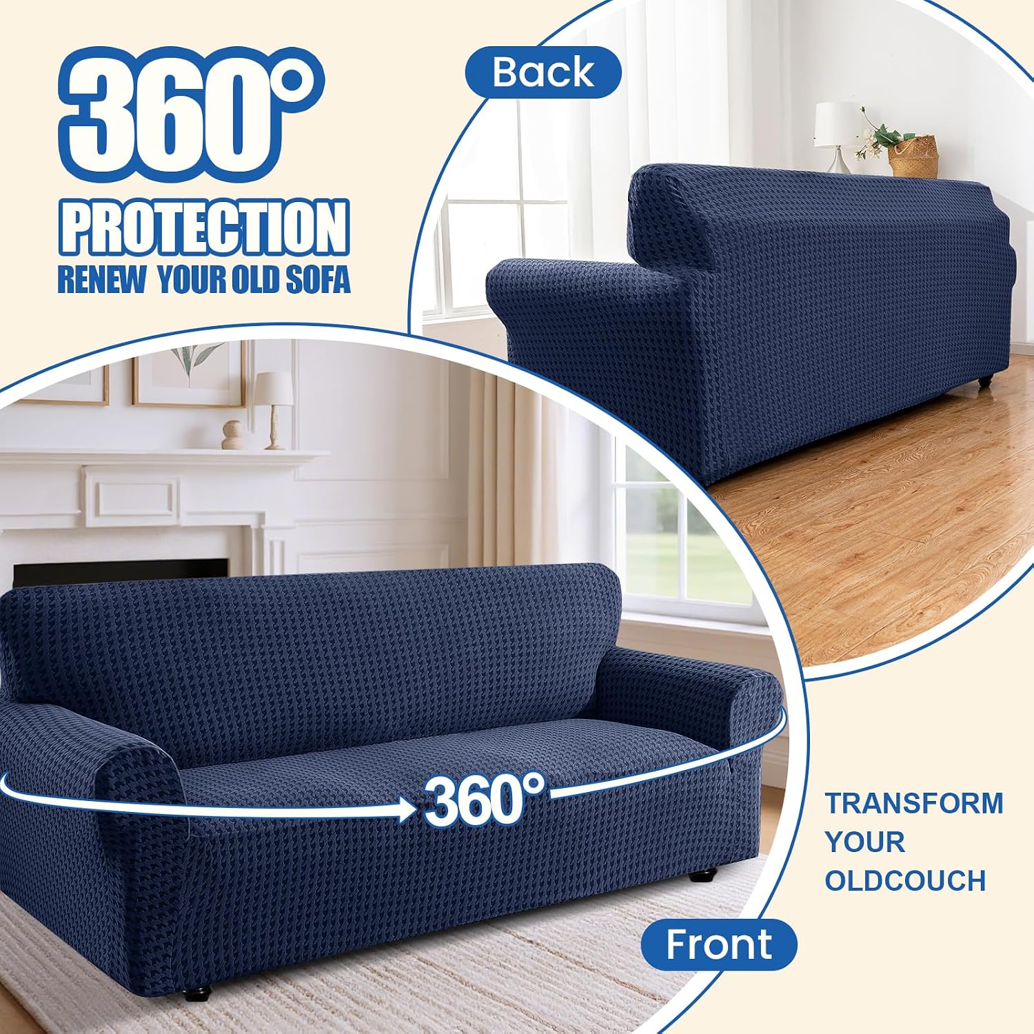 Thumbnail 4 de YSTELLAA Elasticas Funda Sofa 3 Plazas Azul Oscuro