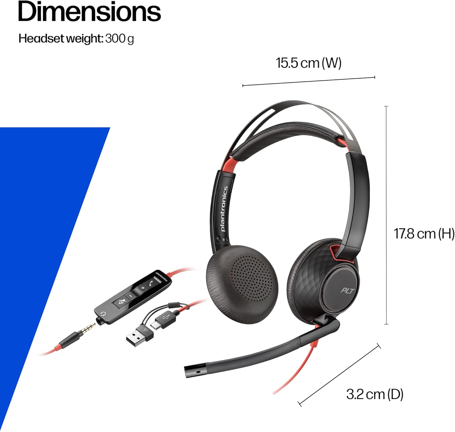 Thumbnail 5 de Poly Blackwire 5220 wired headset with noise-cancelling mic