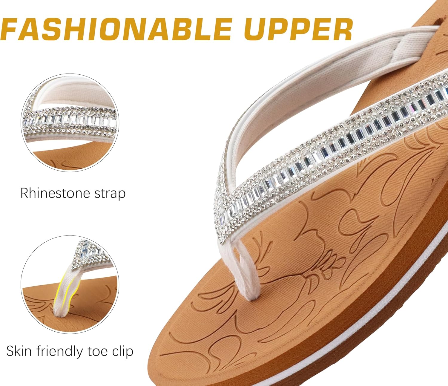 Thumbnail 3 de ONCAI Damen Zehentrenner Flip Flops mit Glitter – Orthopädischer Halt, Memory Foam Einlage 36–43 EU