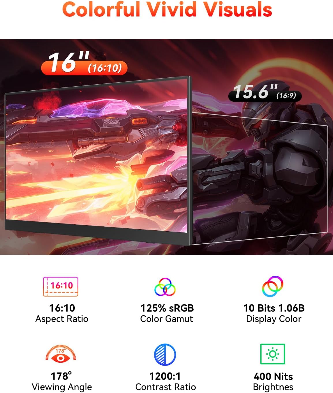 Detalle de HotYeah 16-inch portable gaming monitor