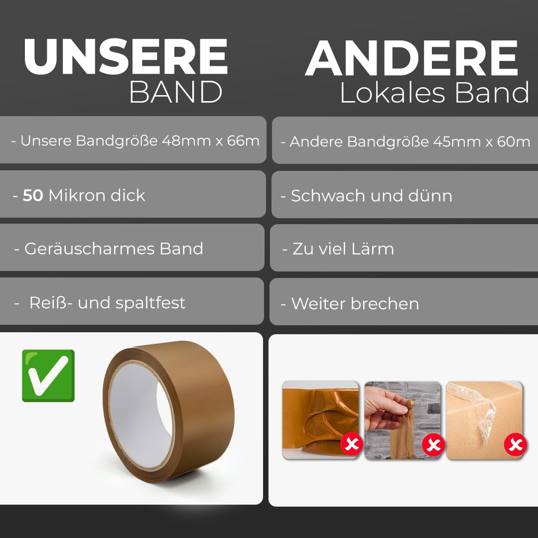 Detalle 2 de Stick Well Verpackungsklebeband (braun) – Industrieklebeband für Pakete, 6 Rollen, 48 mm x 66 m
