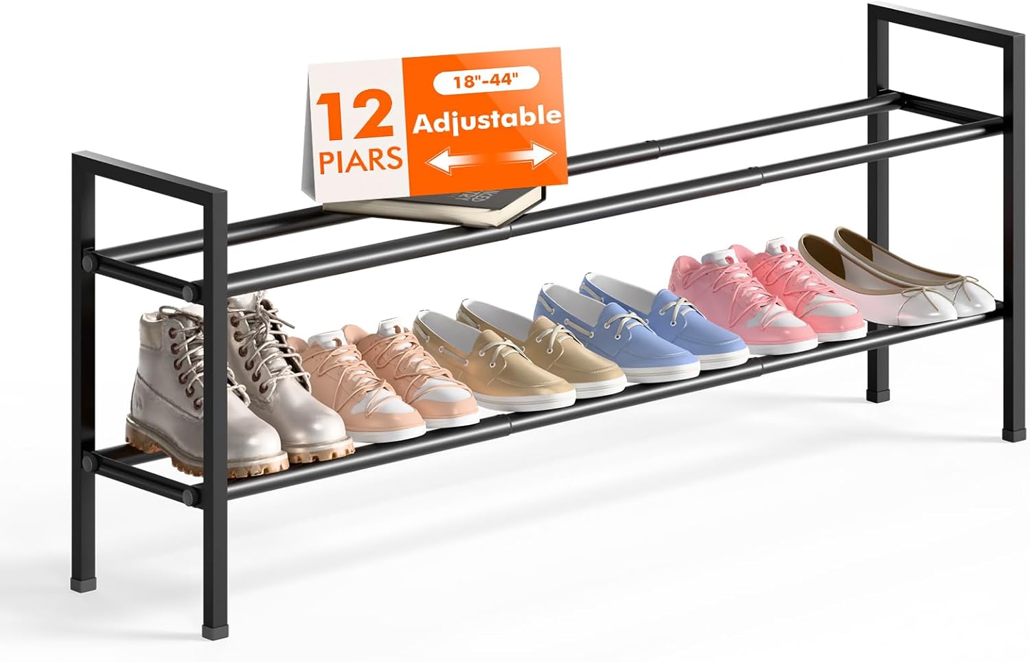 Thumbnail 6 de Bumusty 4‑Tier Expandable Shoe Rack for Closet (18–33 inches)