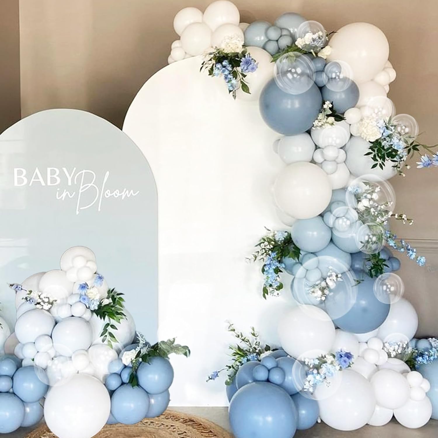 Thumbnail 4 de Dusty Blue Balloon Set – 12-inch Blue & White Latex Balloons for Weddings, Parties, and Baby Showers