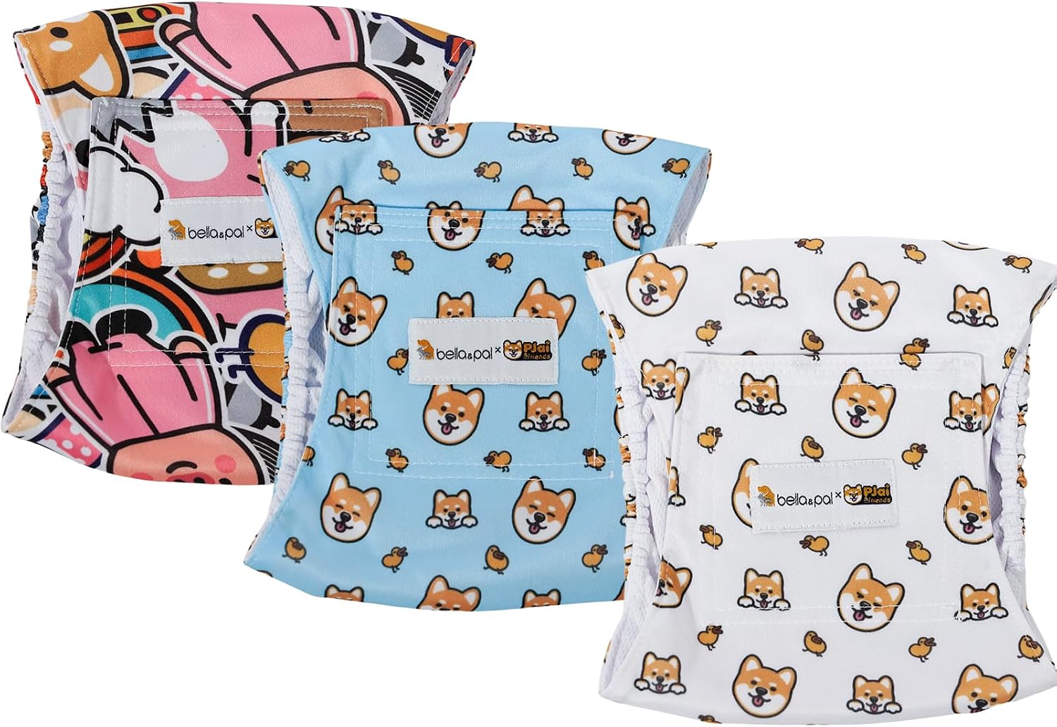 Detalle de Bella & Pal Belly Bands for Male Dogs (3 Pack) – Reusable, Washable Nappies for Small Dogs