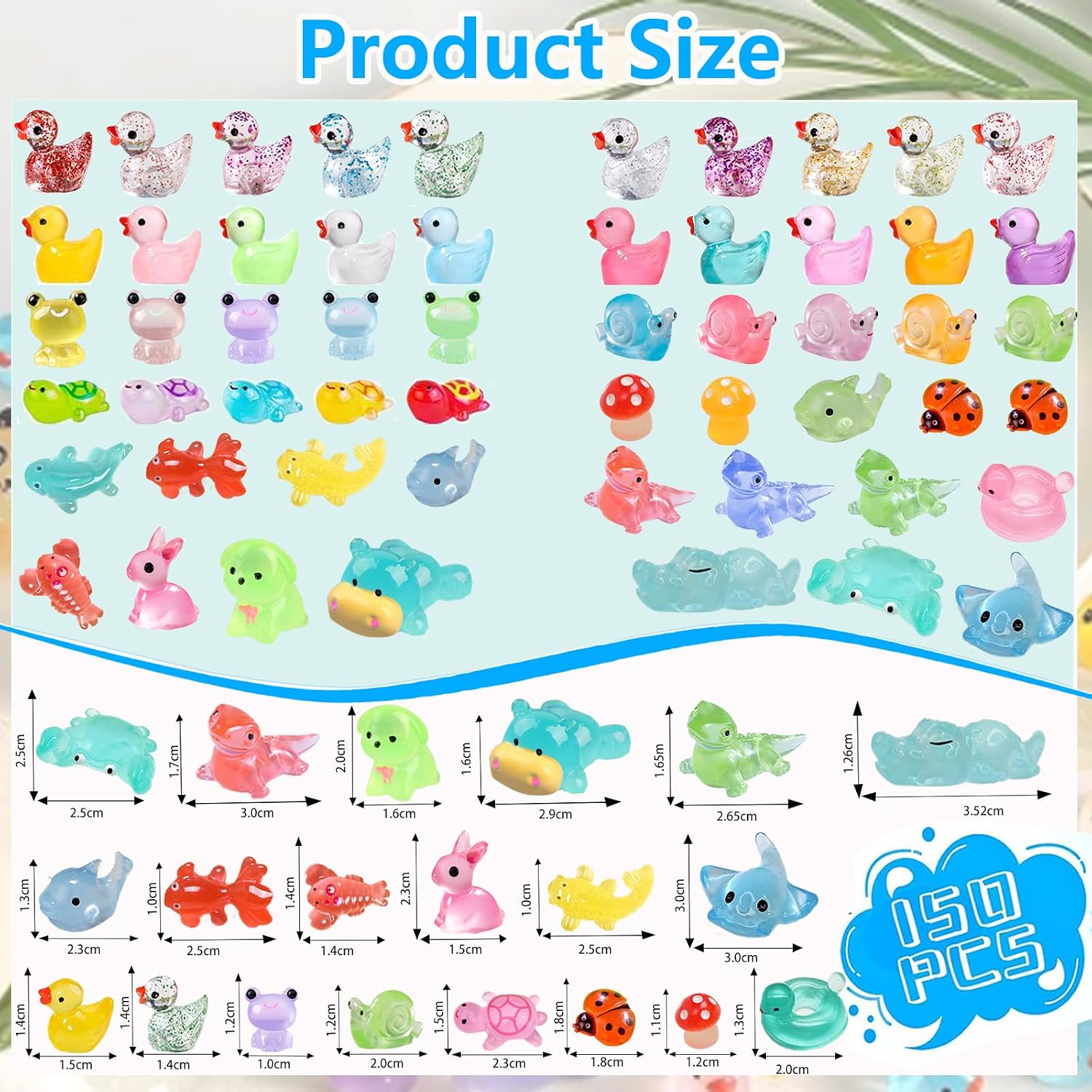 Thumbnail 1 de OcTecho 150pcs mini glow resin animals for fairy gardens 🐻