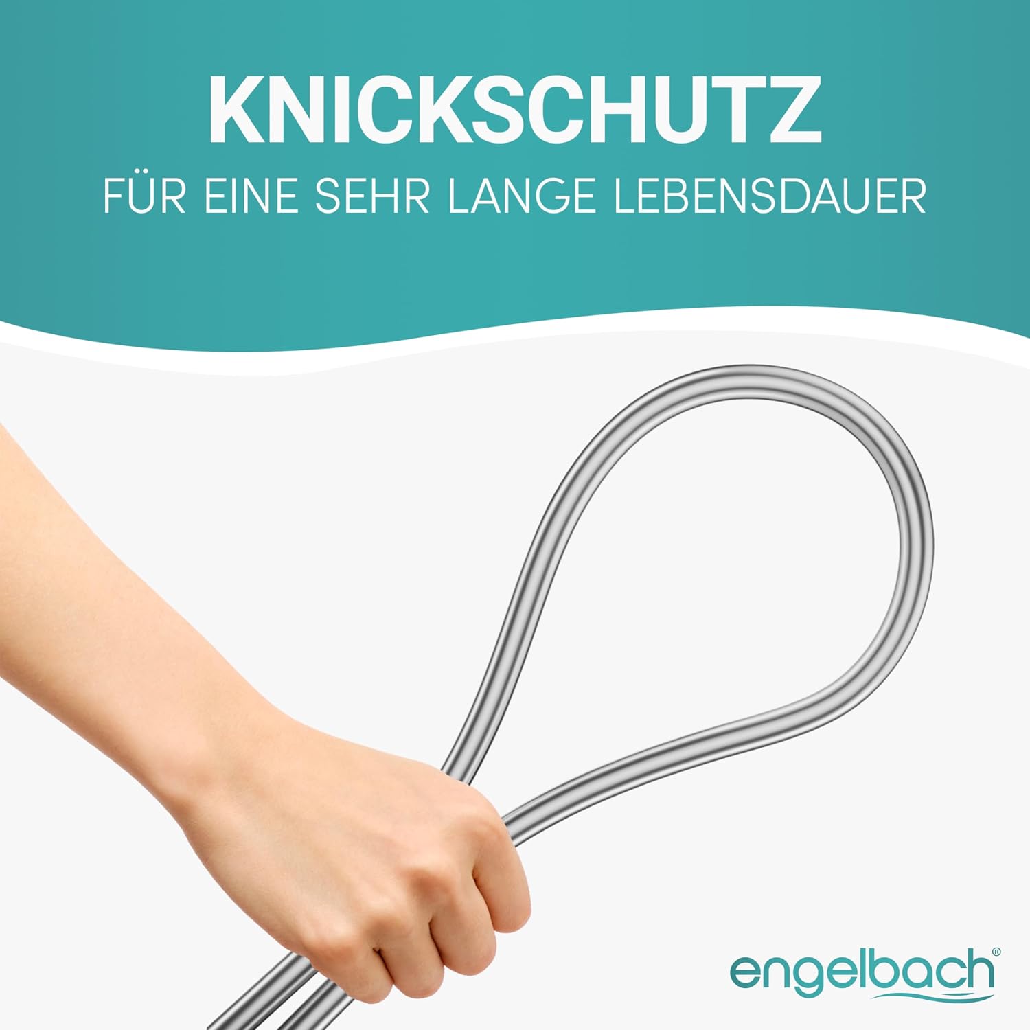Detalle 2 de Engelbach Duschschlauch 2 m – Kunststoff, Standard G 1/2", knickschutz, Trinkwassergeprüft, Made in Germany