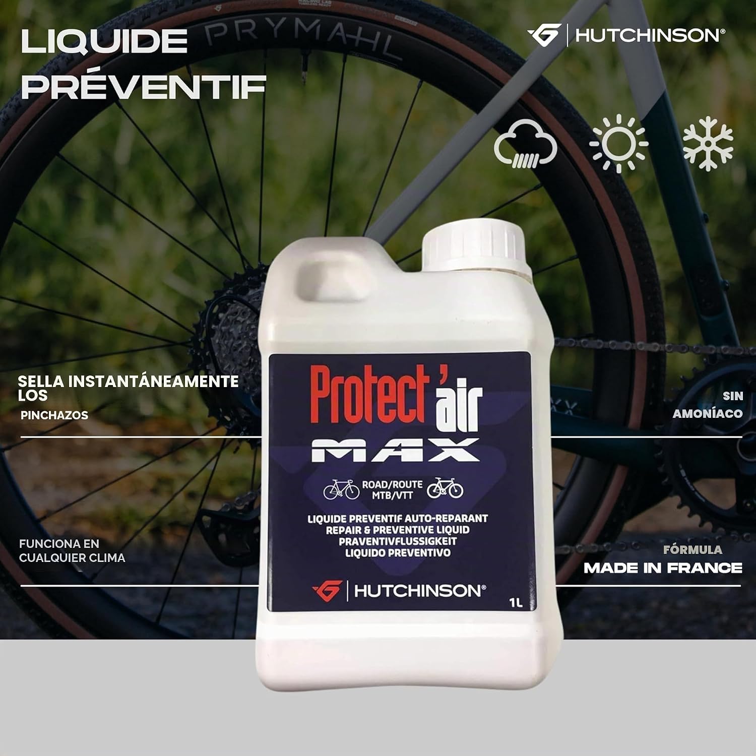 Detalle 2 de Protect'Air Max de Hutchinson: líquido antipinchazos y autorreparador para tubeless MTB y carretera