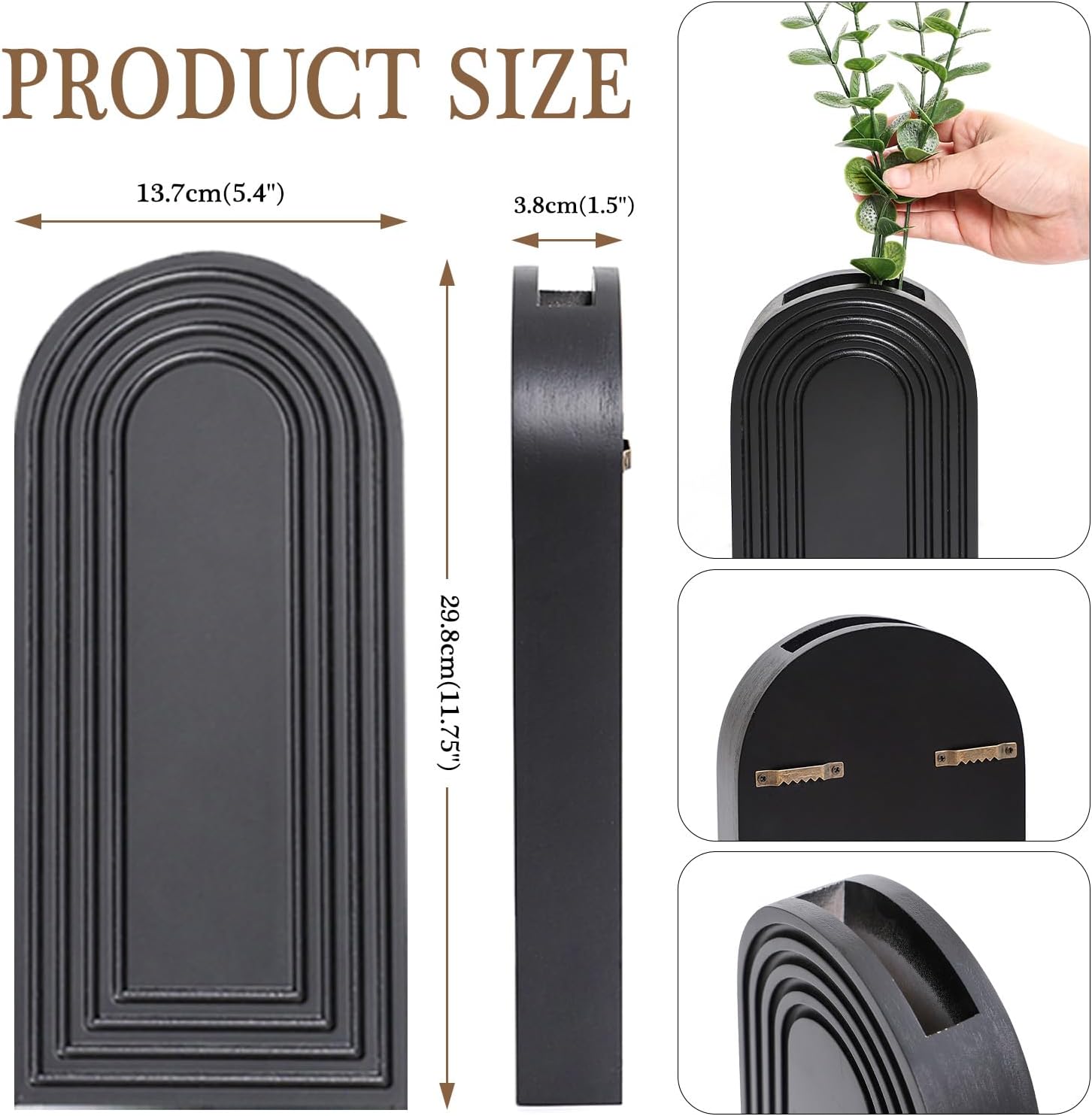 Detalle 2 de Dnnnii 2 Pack Wooden Wall Vase Set — Wall Decor 🏺