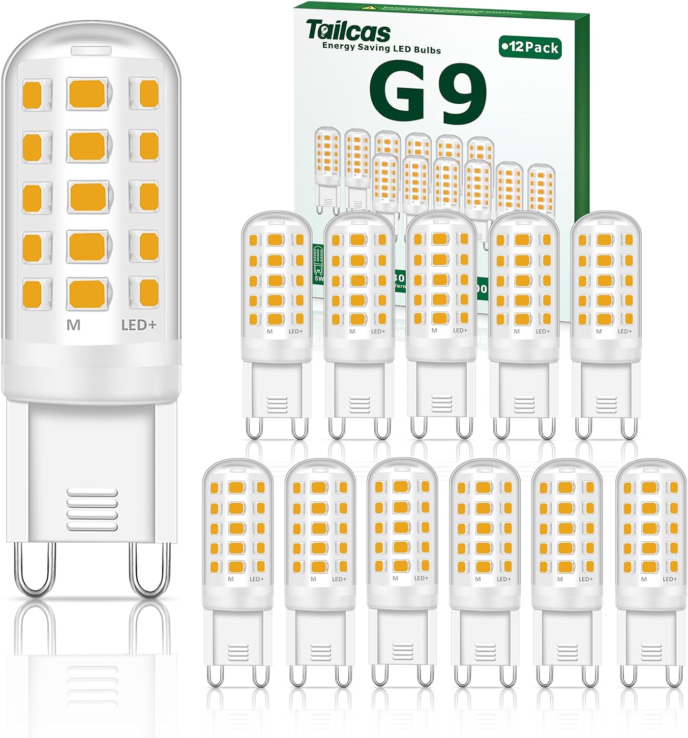 Detalle de Tailcas Ampoule LED G9 (12 pièces) 3000K – 500 lm – 5W équivalent 50W Halogène, non dimmable