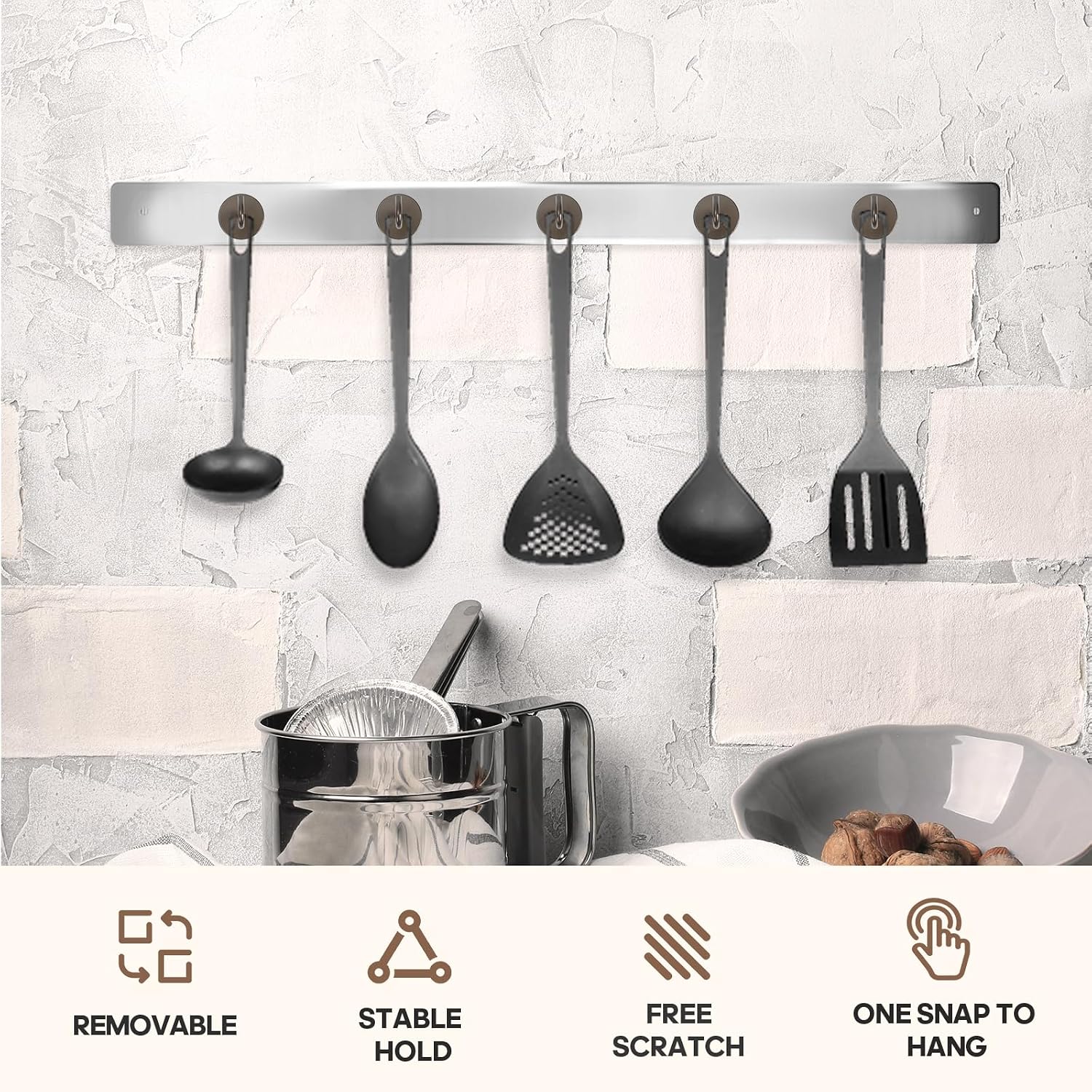 Detalle de Neosmuk NPM32x10Brown20240721 Magnetic Hooks, 10-Pack, Gray Steel