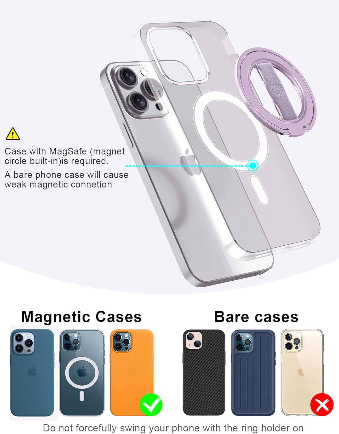 Thumbnail 4 de EWA MagOne 3rd Gen MagSafe Phone Grip Stand with Finger Strap (Purple) for iPhone 17–12 Series