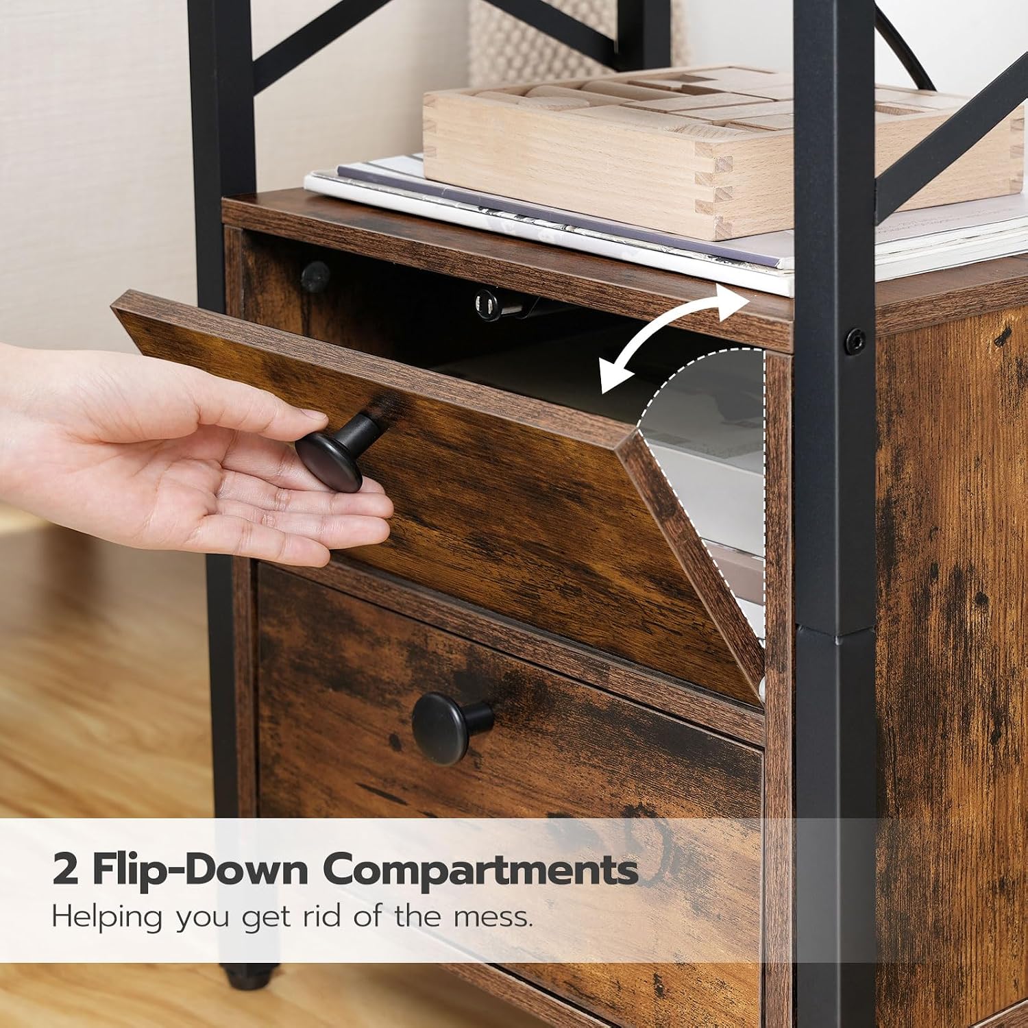 Thumbnail 3 de HOOBRO Wooden Bedside Table with Charging Station (EBF138KBZ01)