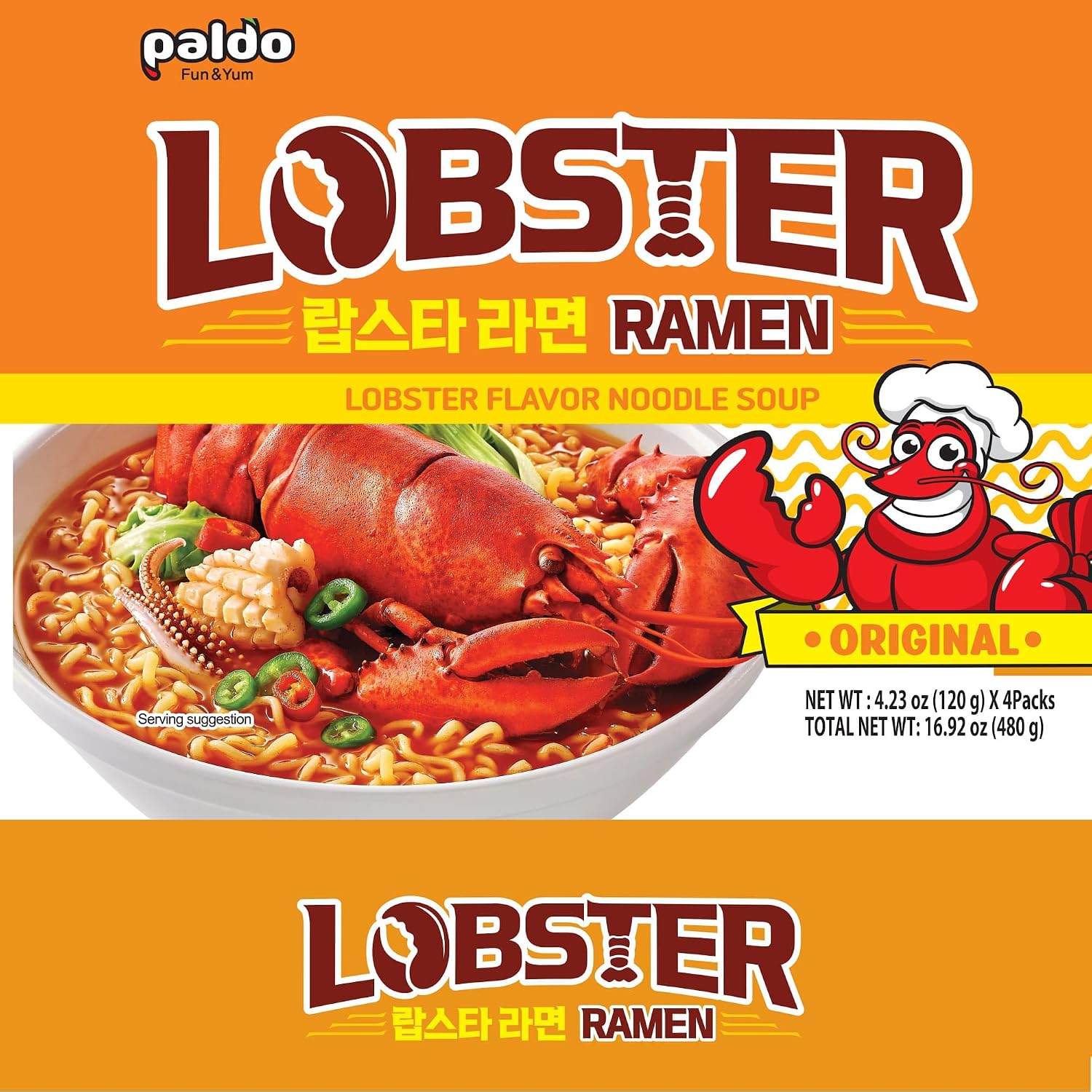 Detalle 2 de Paldo Fun & Yum Lobster King Cup Noodles, 110g Seafood Ramen, Pack of 6