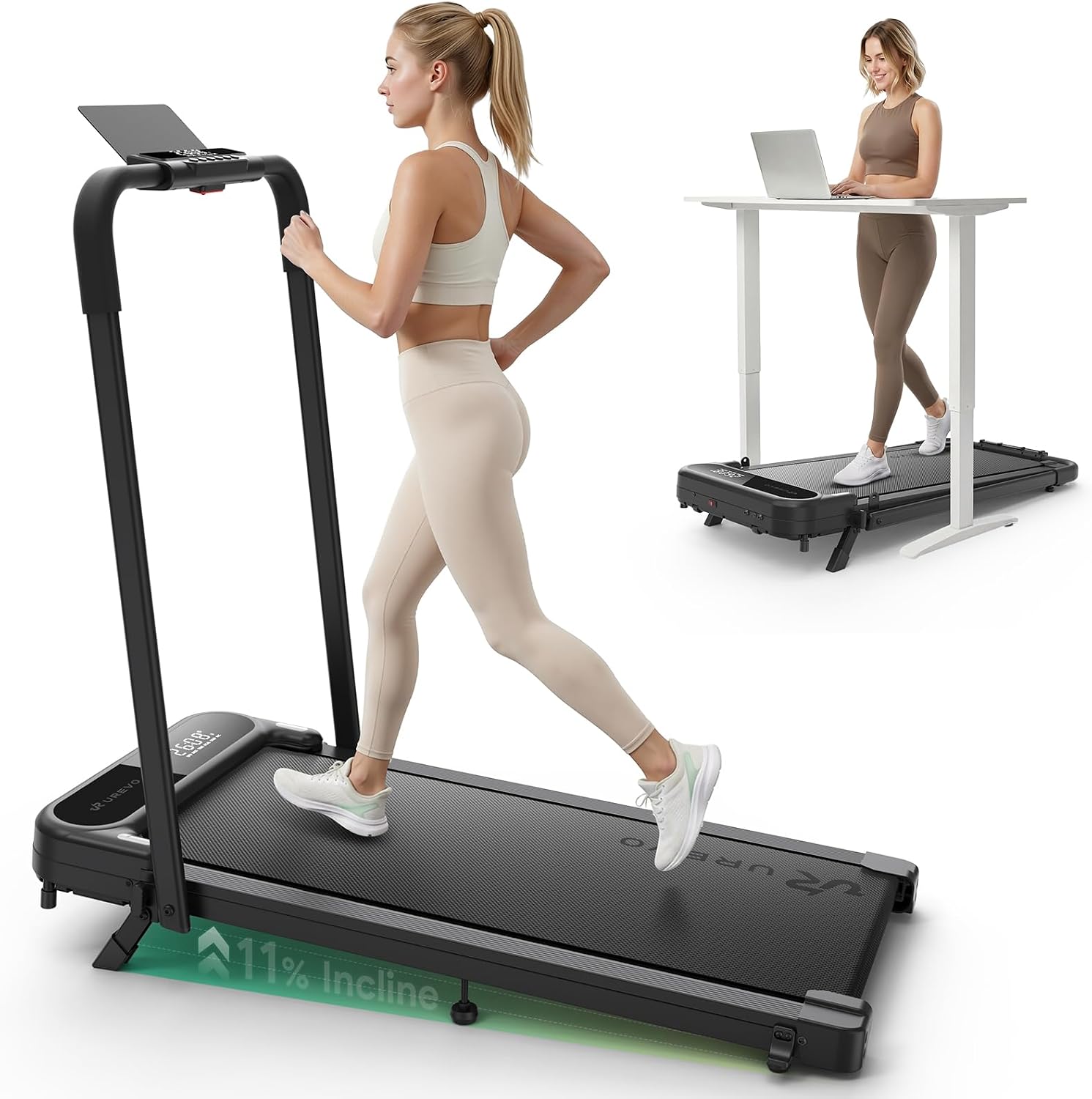 Detalle de UREVO URTM059/UTRM030 Incline Treadmill with 11% Incline and App Control