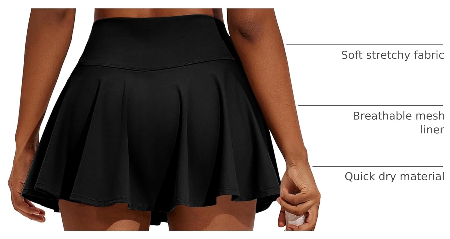 Detalle de PINSPARK Pleated Tennis Skirt for Women with Pockets (High-Waist Skort for Golf & Pickleball)
