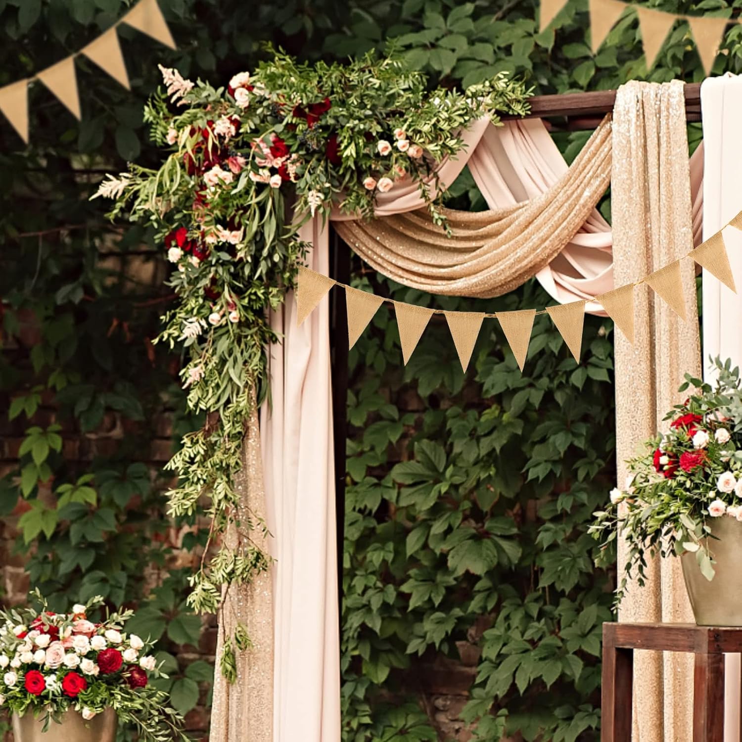 Detalle 2 de JijAcraft Wimpelkette Jute Outdoor Wetterfest 15 m