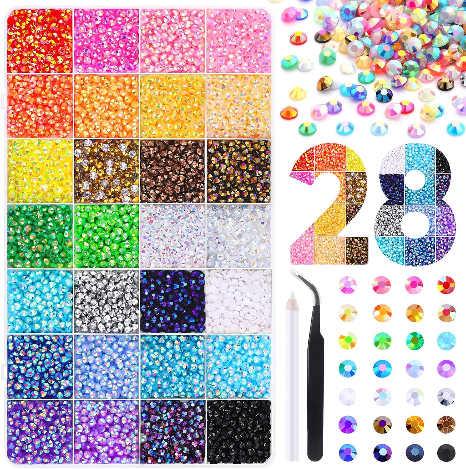 Thumbnail 4 de JOLCEEY 30000Pcs Silver Clear Rhinestones Bedazzling Kit – Flat Back Gems