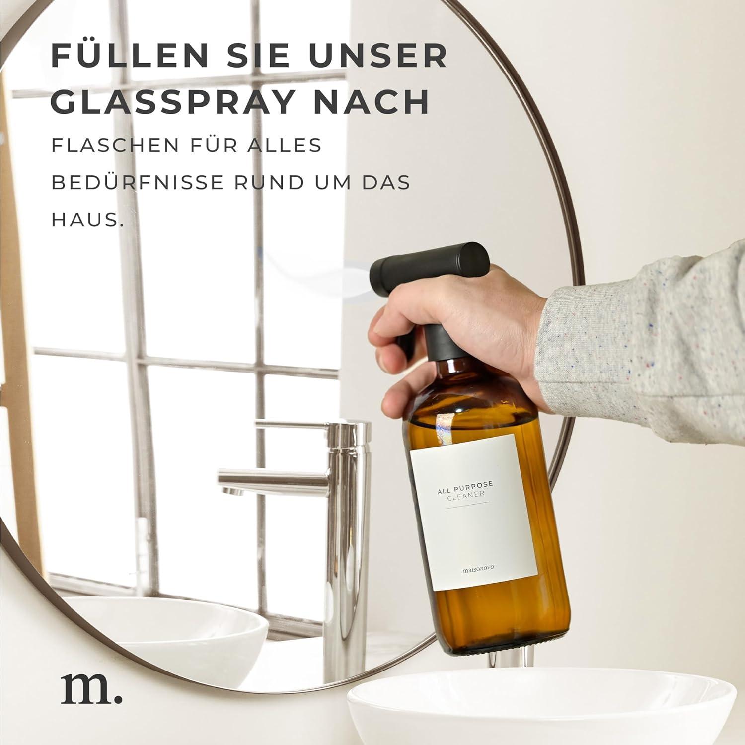 Thumbnail 4 de MAISONOVO MaisoNovo Glas-Wasser-Sprühflasche 500 ml im 2er-Set (Bernstein) inkl. 16 Etiketten
