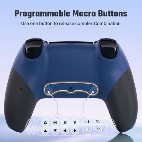 Detalle de Mando inalámbrico LATEC para PS4 Pro/PS4 Slim: Bluetooth, macros y 6 ejes en azul