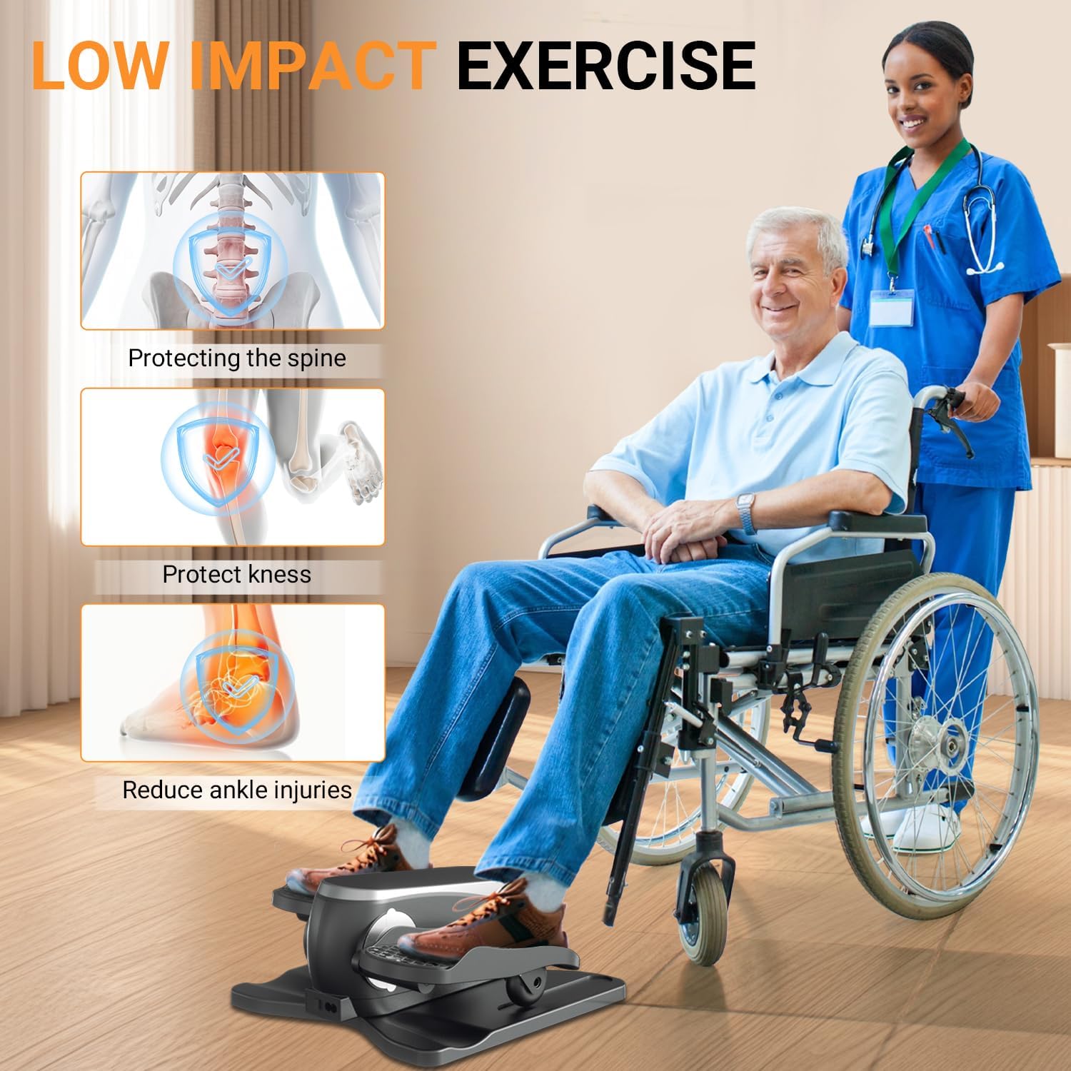 Detalle de TODO TUD-523 Under-Desk Elliptical with Remote, 12 Speeds and 12 Modes