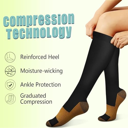 Detalle de Iseasoo Copper Compression Socks 15-20 mmHg (8 Pairs) – For Men & Women