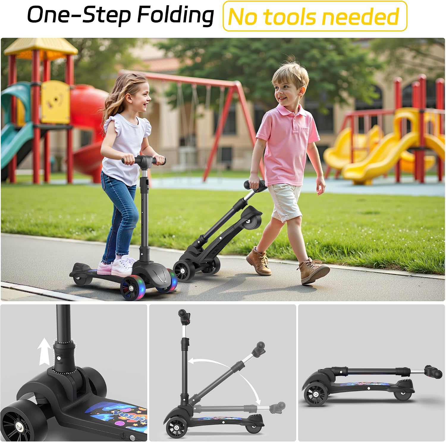 Thumbnail 5 de VOLPAM C001 Kids’ Electric Scooter, 80W Motor, 3 Wheels, Adjustable Handlebar