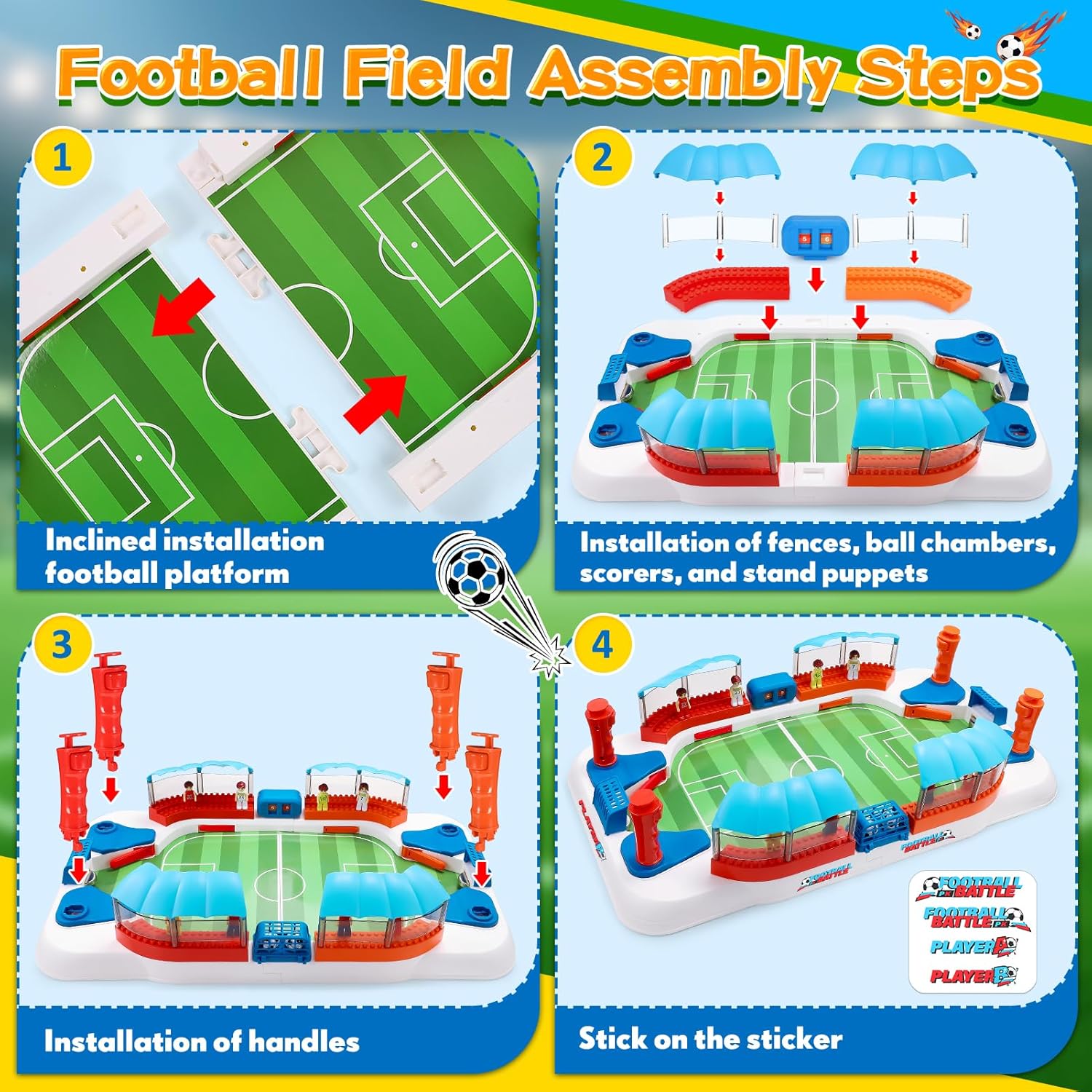 Detalle de Dromlag Mini Football Table: Realistic Stadium Feel for Boys (Ages 3–12)