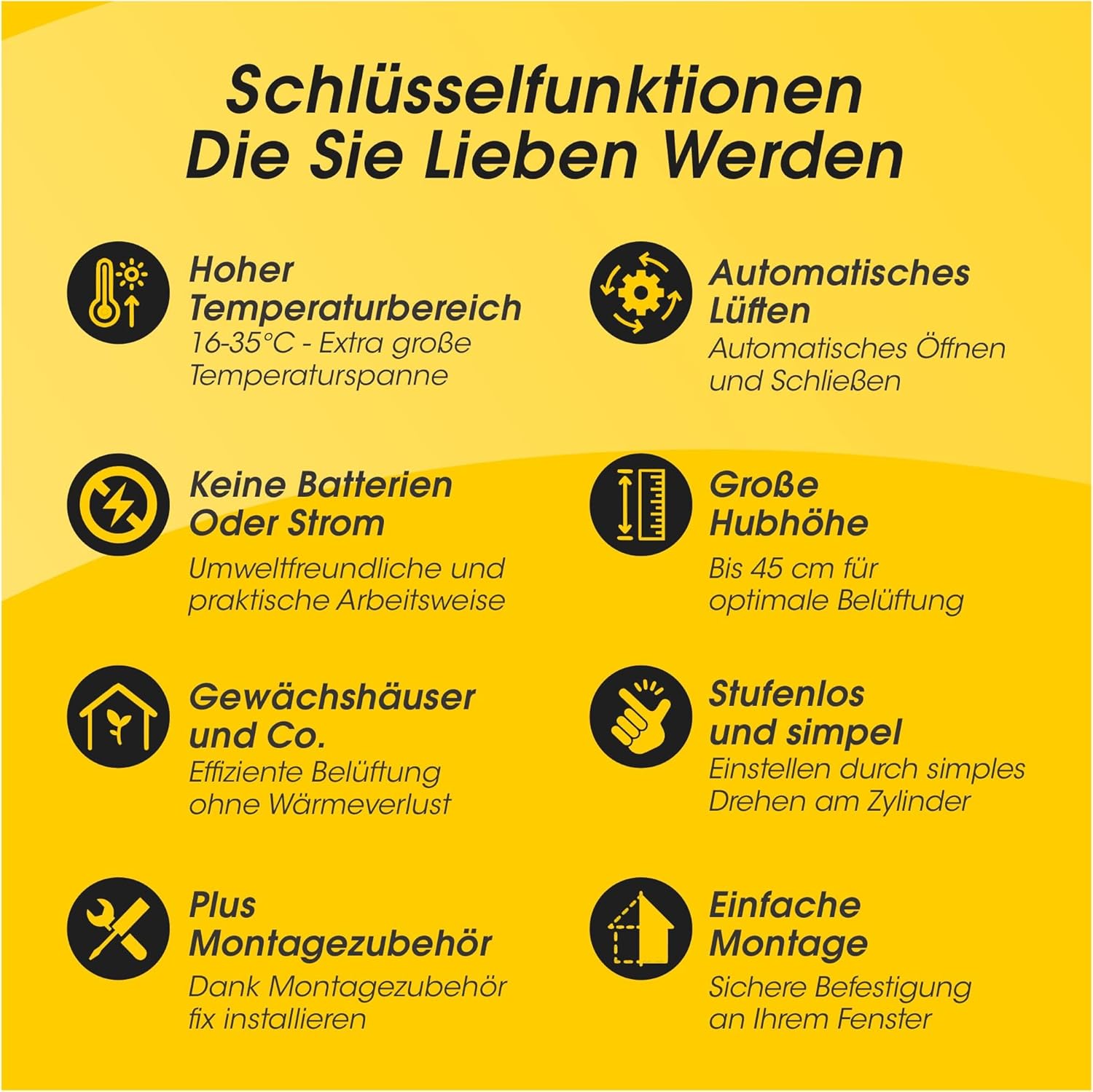 Detalle 2 de SANAWATEC automatischer Fensteröffner für Gewächshaus – temperaturgesteuert (Hubkraft 7 kg, Hubhöhe 40 cm)