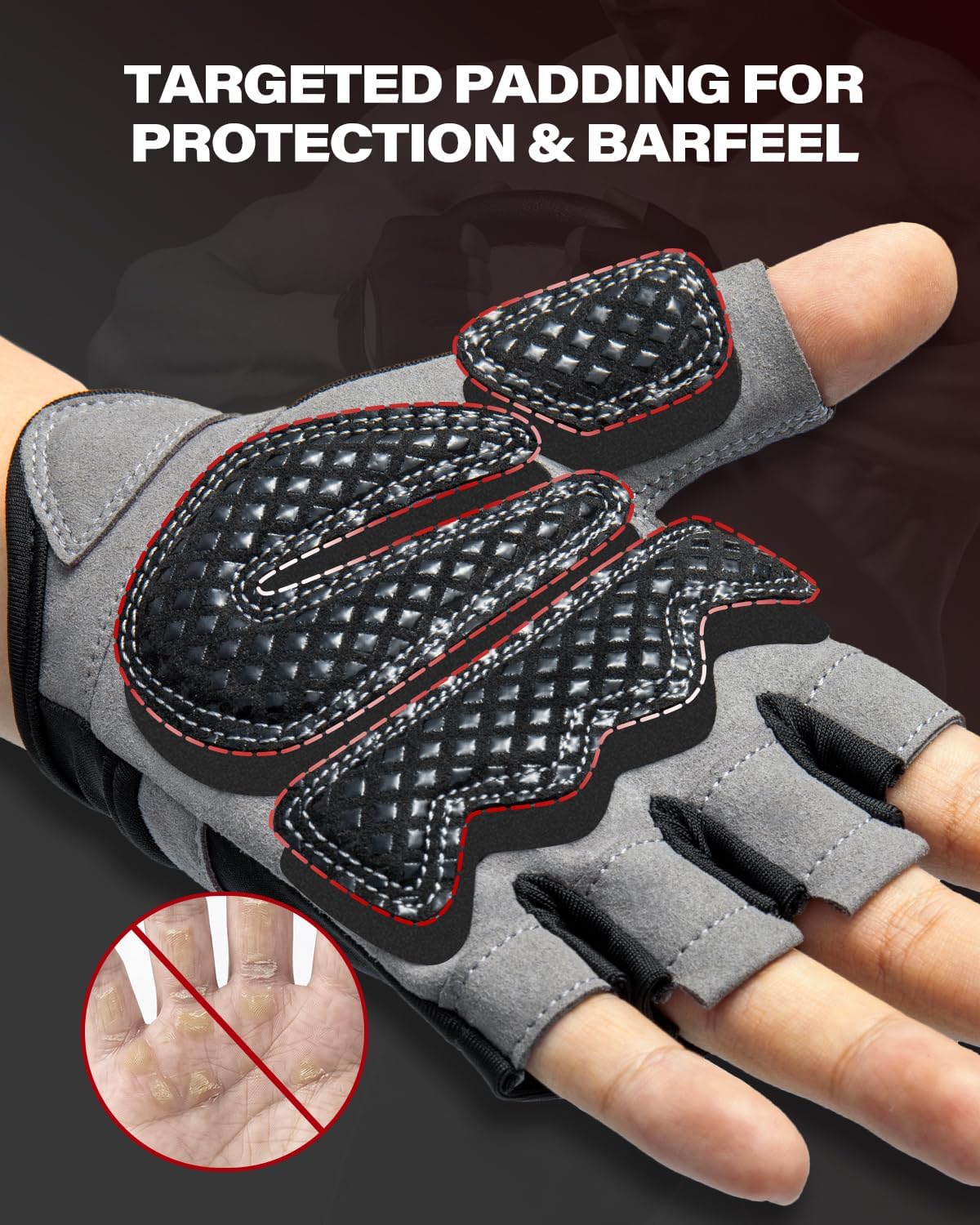 Thumbnail 4 de VINSGUIR 9 Gym Gloves, Large, Breathable Lycra with Padded Grip Palm