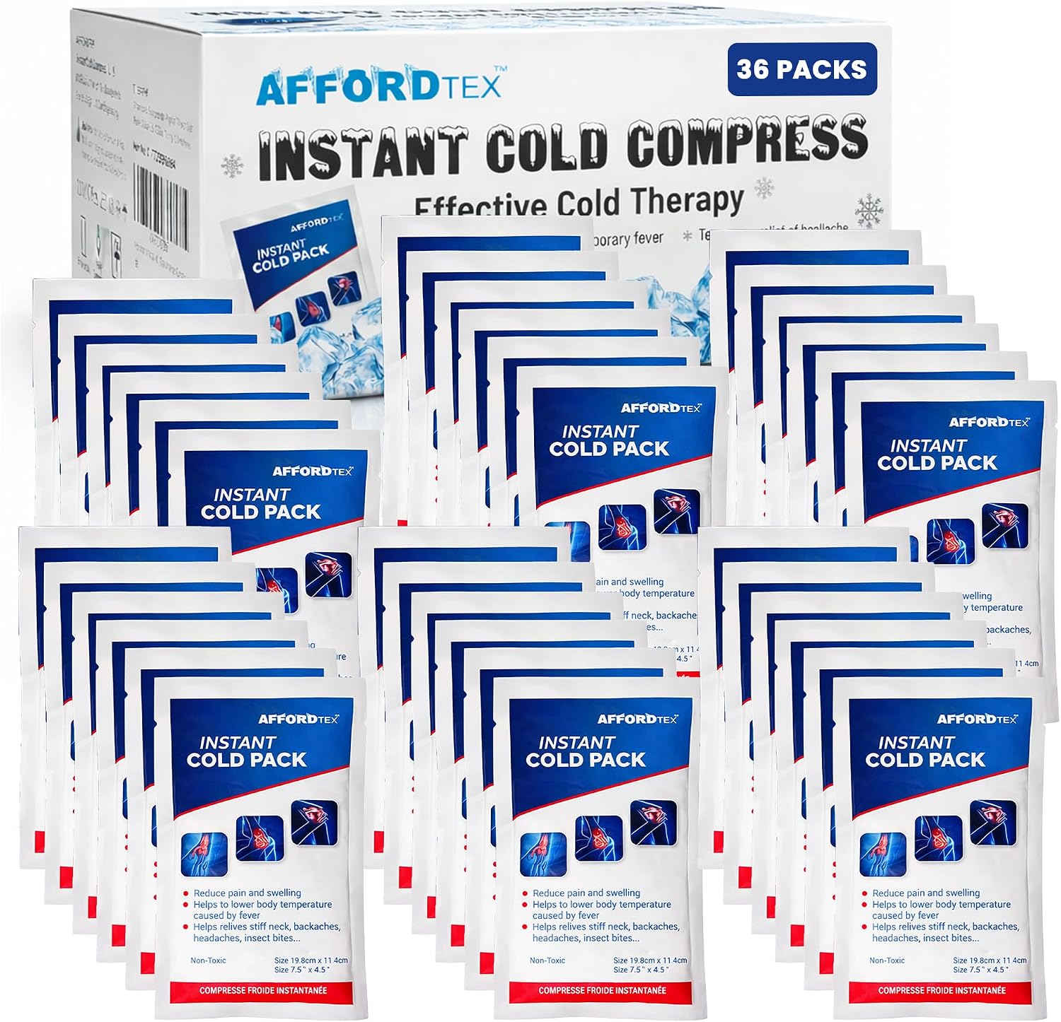 Detalle de AFFORDTEX cooler ice back 36ct Instant Cold Packs, Ready to Use