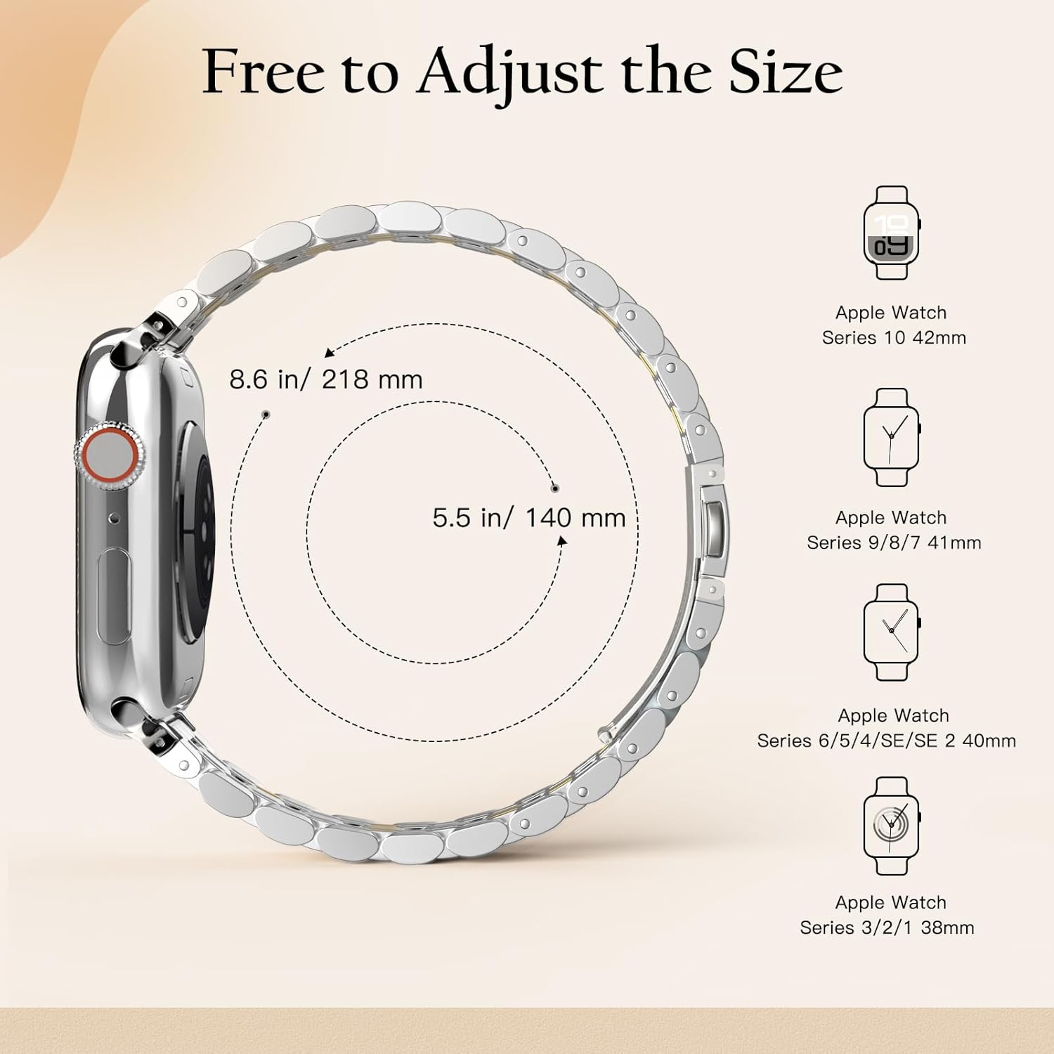 Thumbnail 4 de TiMOVO J Gold metal strap for Apple Watch (42mm/41mm/40mm/38mm)
