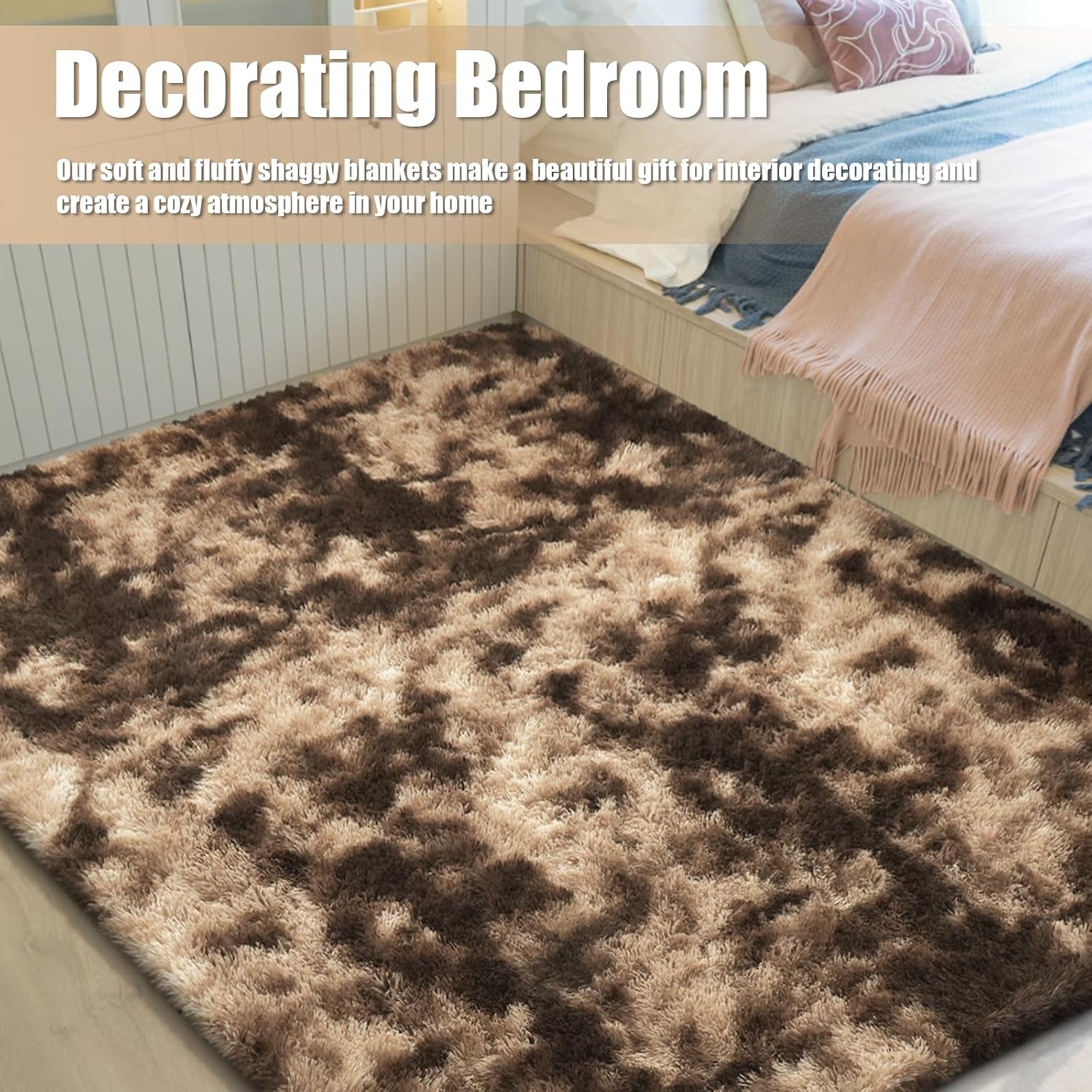 Detalle 2 de Tie-Dyed Coffee 6x9 Fluffy Area Rug