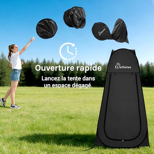 Thumbnail 7 de WolfWise Tente de Douche Pop Up Toilette Cabinet de Changement – Abri de Plein Air 190 cm × 100 cm x 190 cm, Noir