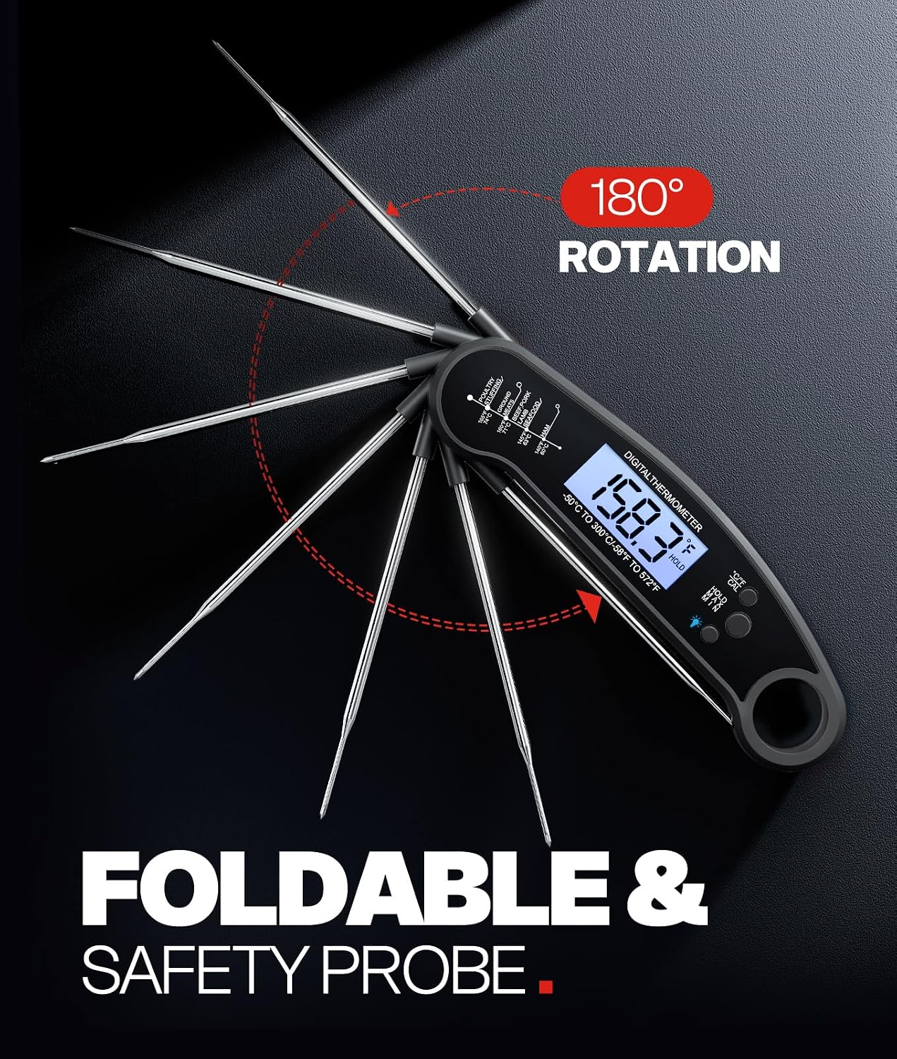 Thumbnail 3 de ONFIKY Instant Read Digital Meat Thermometer — 1-2 Second Readouts, IP67 Waterproof, 572°F/300°C