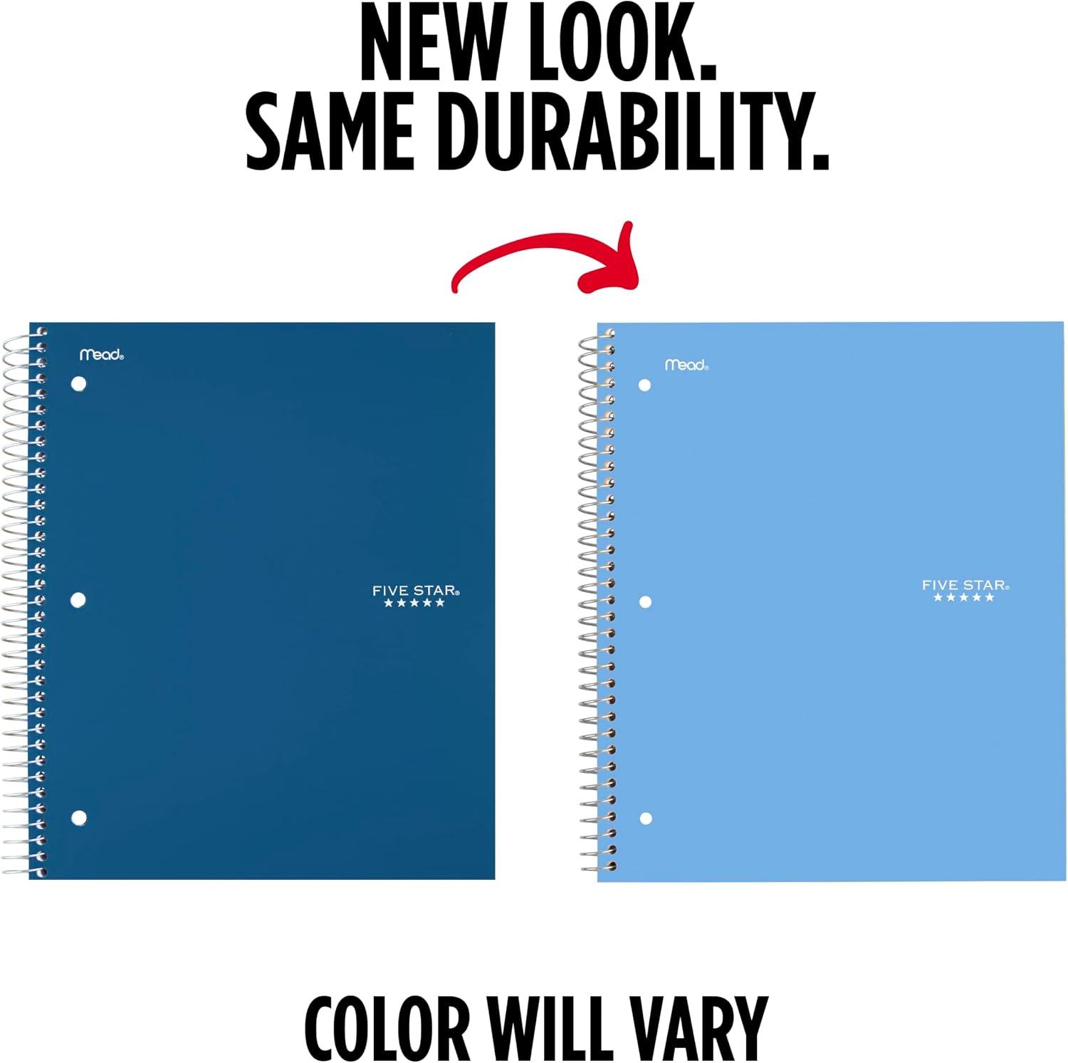 Detalle de Five Star Spiral Notebook + Study App, 3 Subject, 150 Sheets, Blue